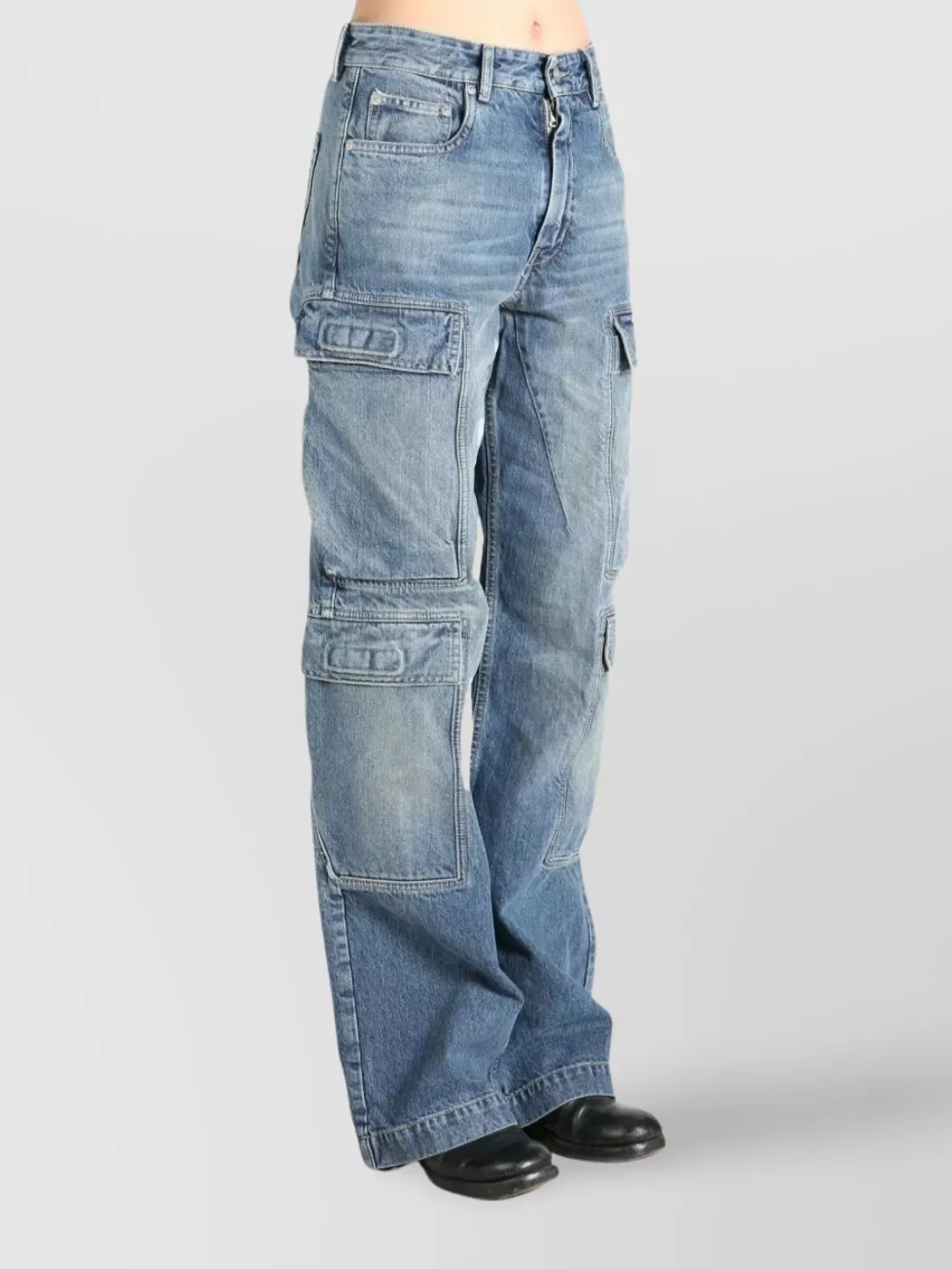 Rick Owens Drkshdw Faded Wash Cargo Double Jeans