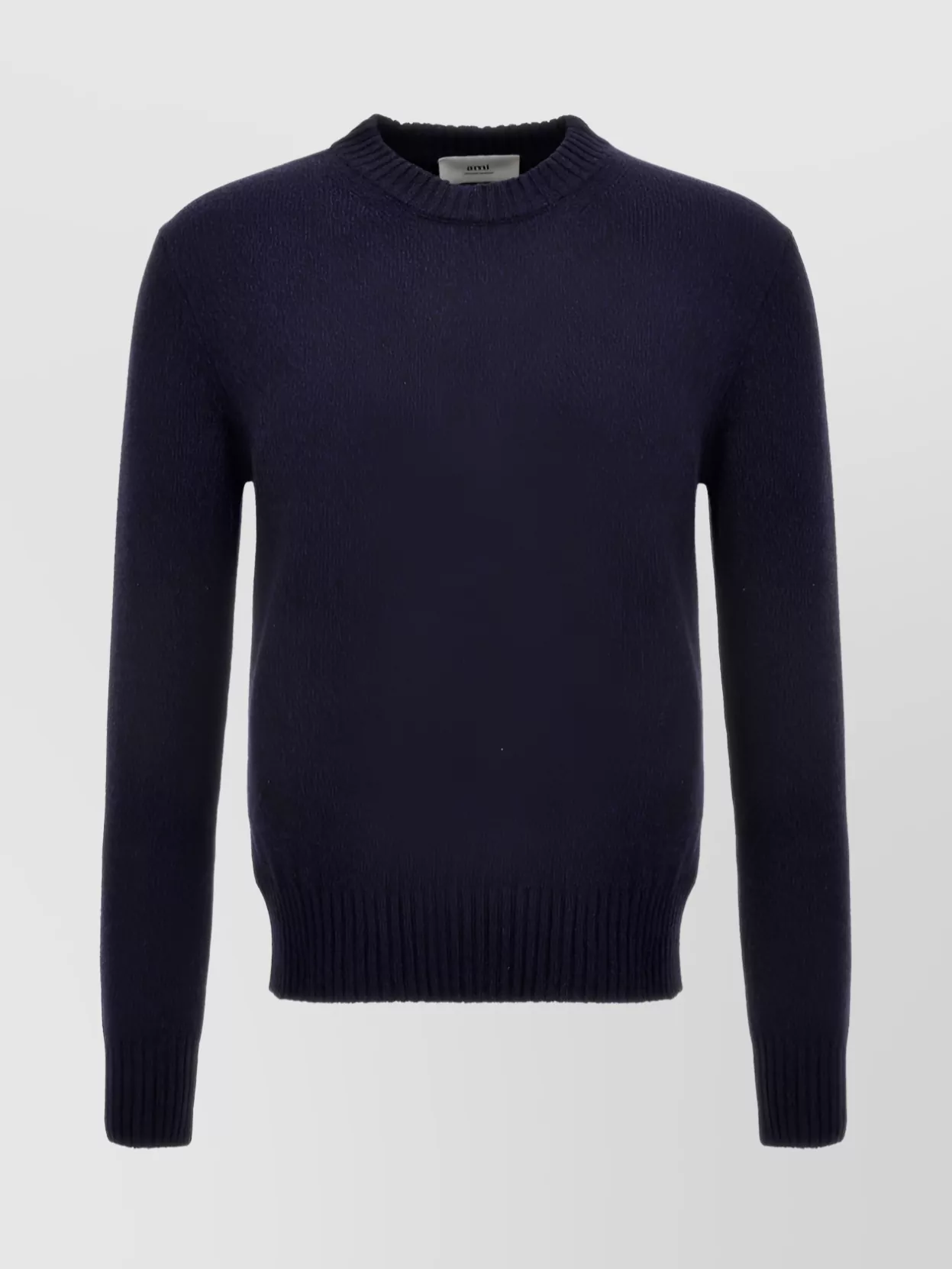 Shop Ami Alexandre Mattiussi Ribbed Crewneck Sweater With Hem And Cuffs In Blue