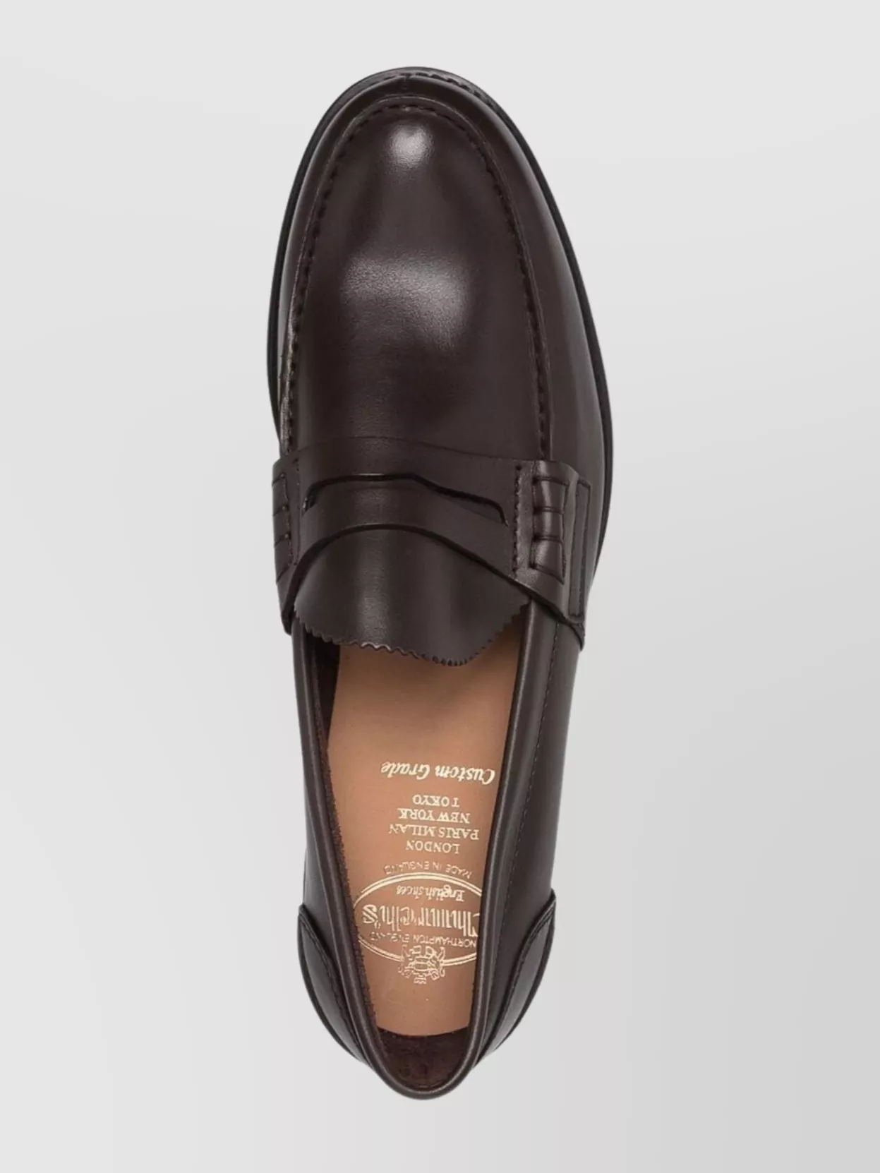 Church's Round Toe Penny Strap Loafers Polished Finish