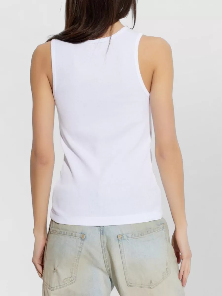 Dolce&Gabbana Ribbed Cotton Top Sleeveless Crew Neck
