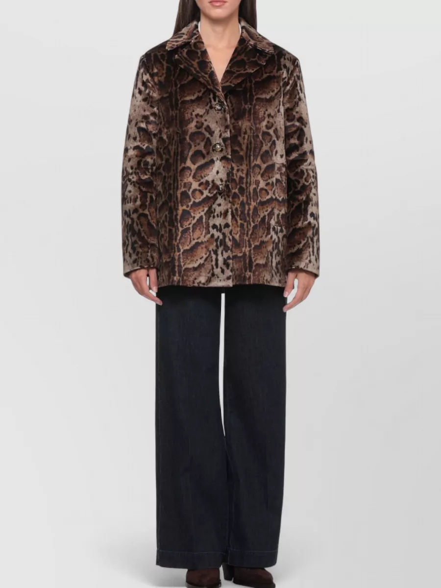 Etro Animal-Print Single-Breasted Short Coat