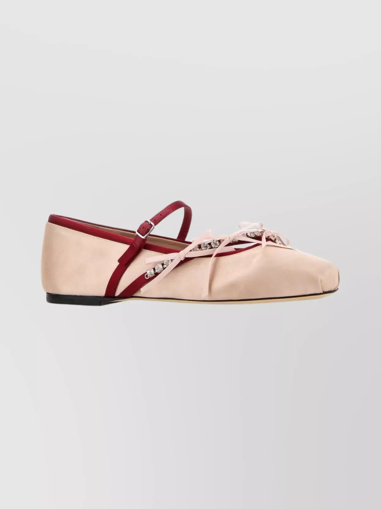 Jimmy Choo Satin Loli Ballet Flats With Bow Detail In Neutral