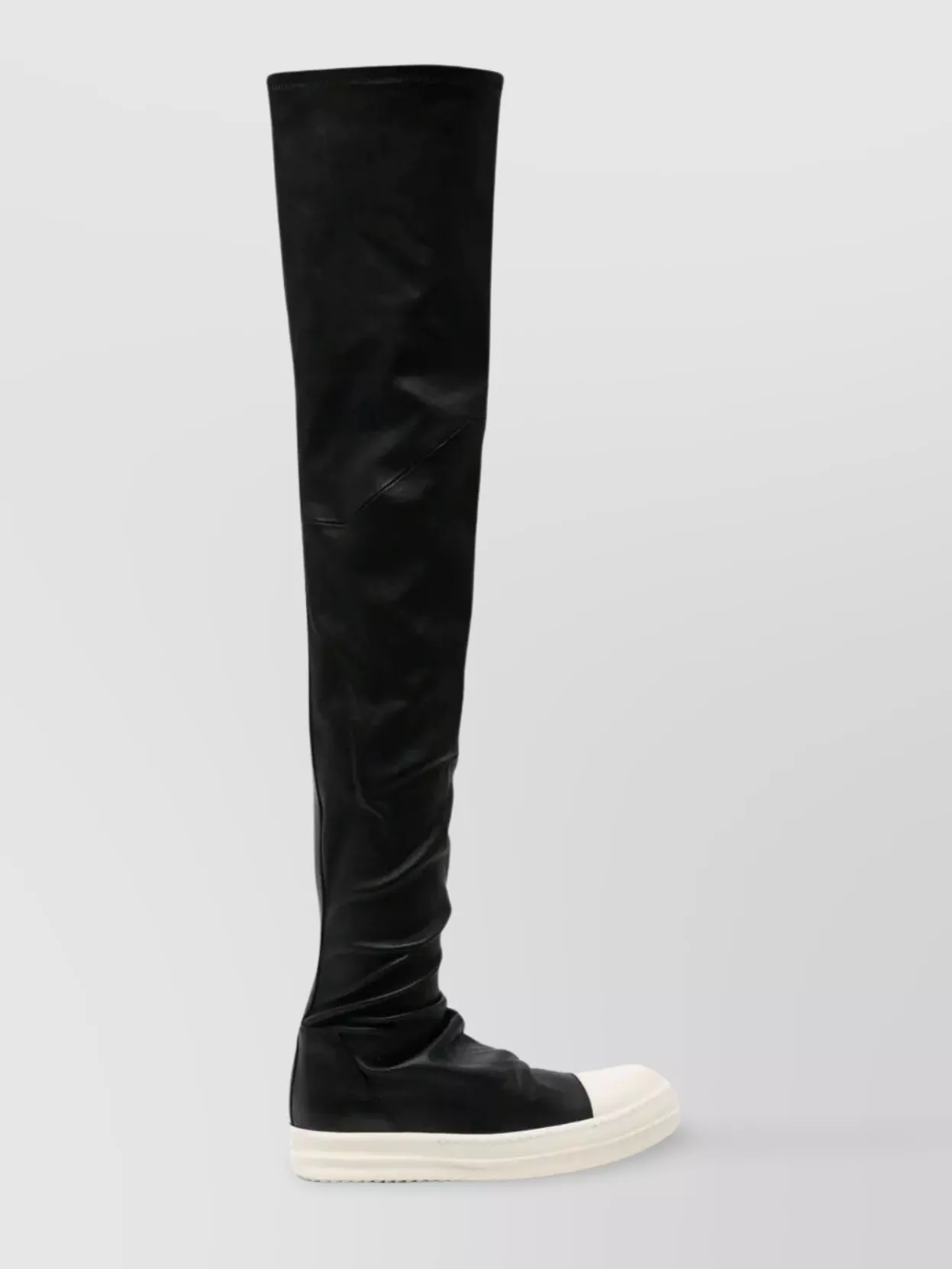 Shop Rick Owens Tall Stretch Leather Sneakers In Black