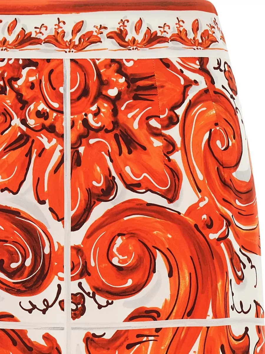 Dolce&Gabbana Silk Printed High-Rise Midi Pencil Skirt