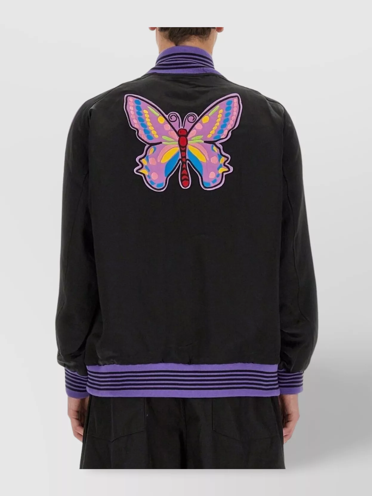 NEEDLES COMFORT FIT SATIN JACKET WITH GRAPHIC PATCHES
