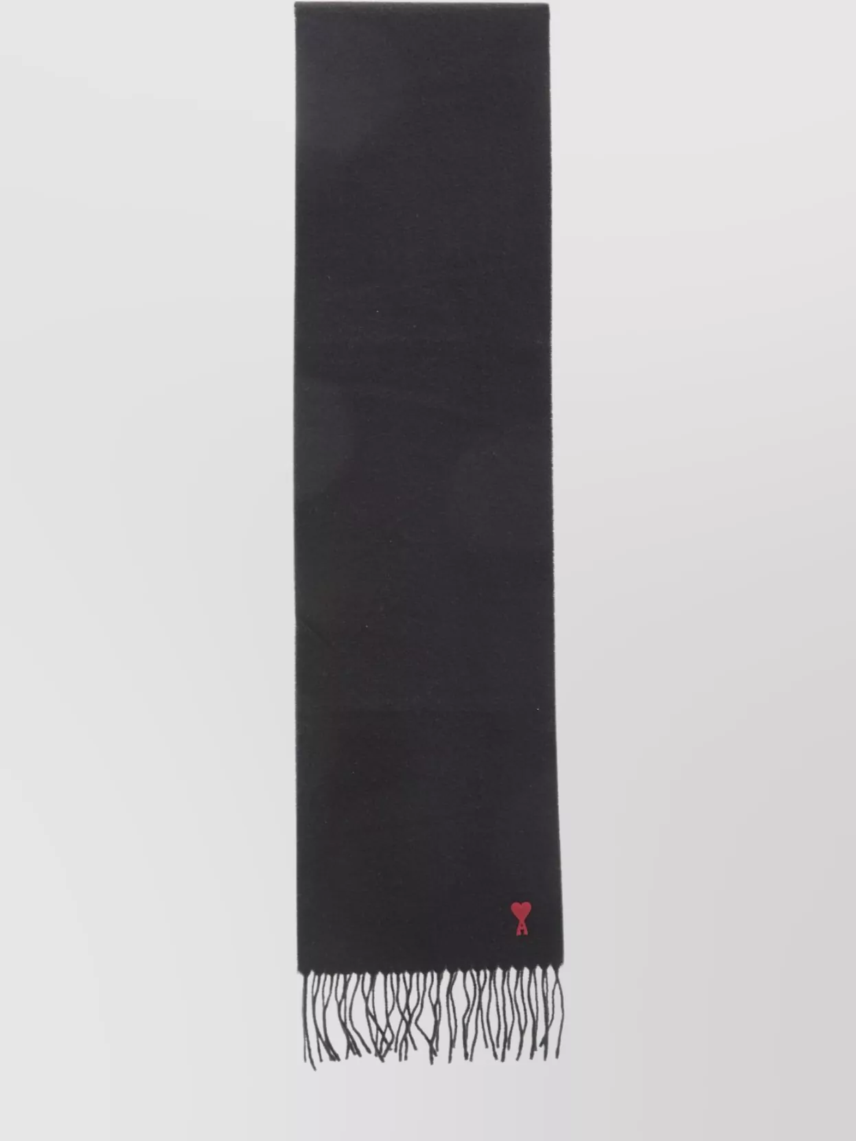 Ami Alexandre Mattiussi Heart Friend Wool Scarf With Fringed Hems