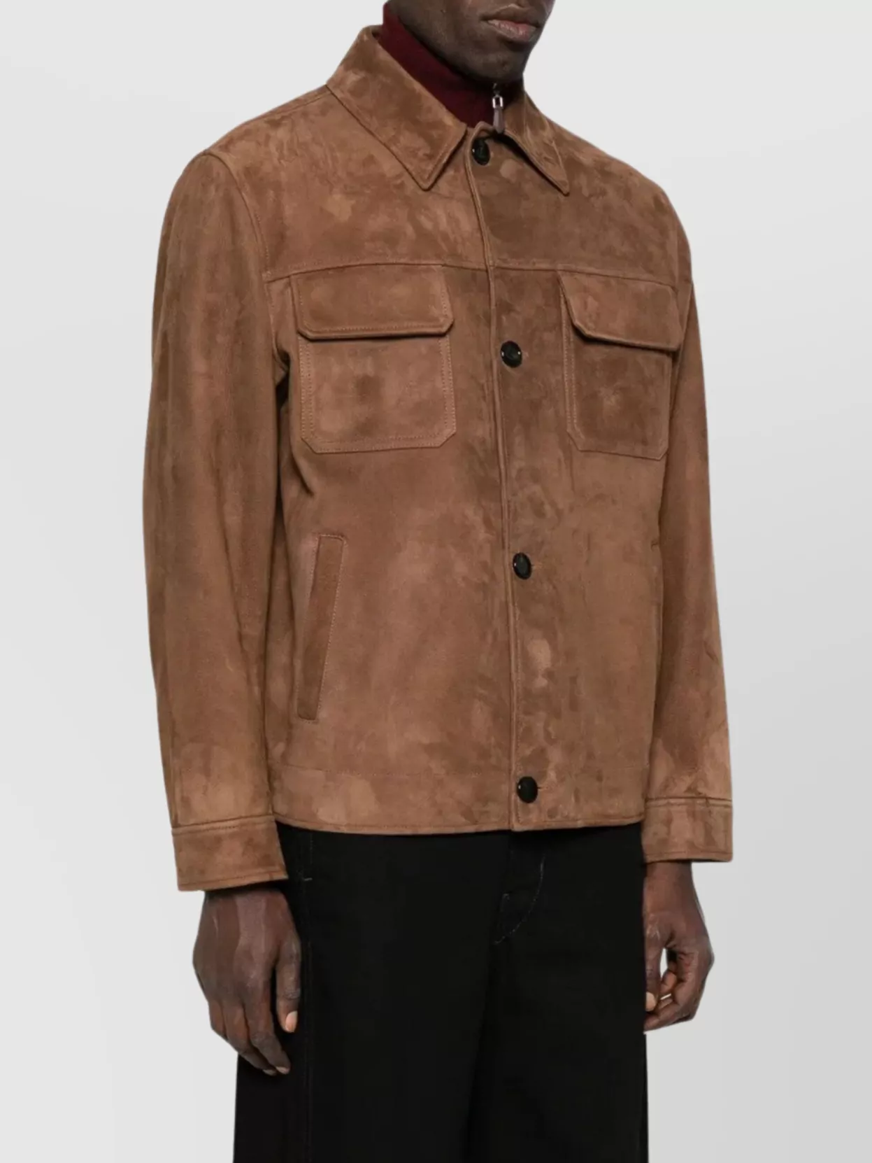 Lardini Suede Jacket With Chest And Side Pockets