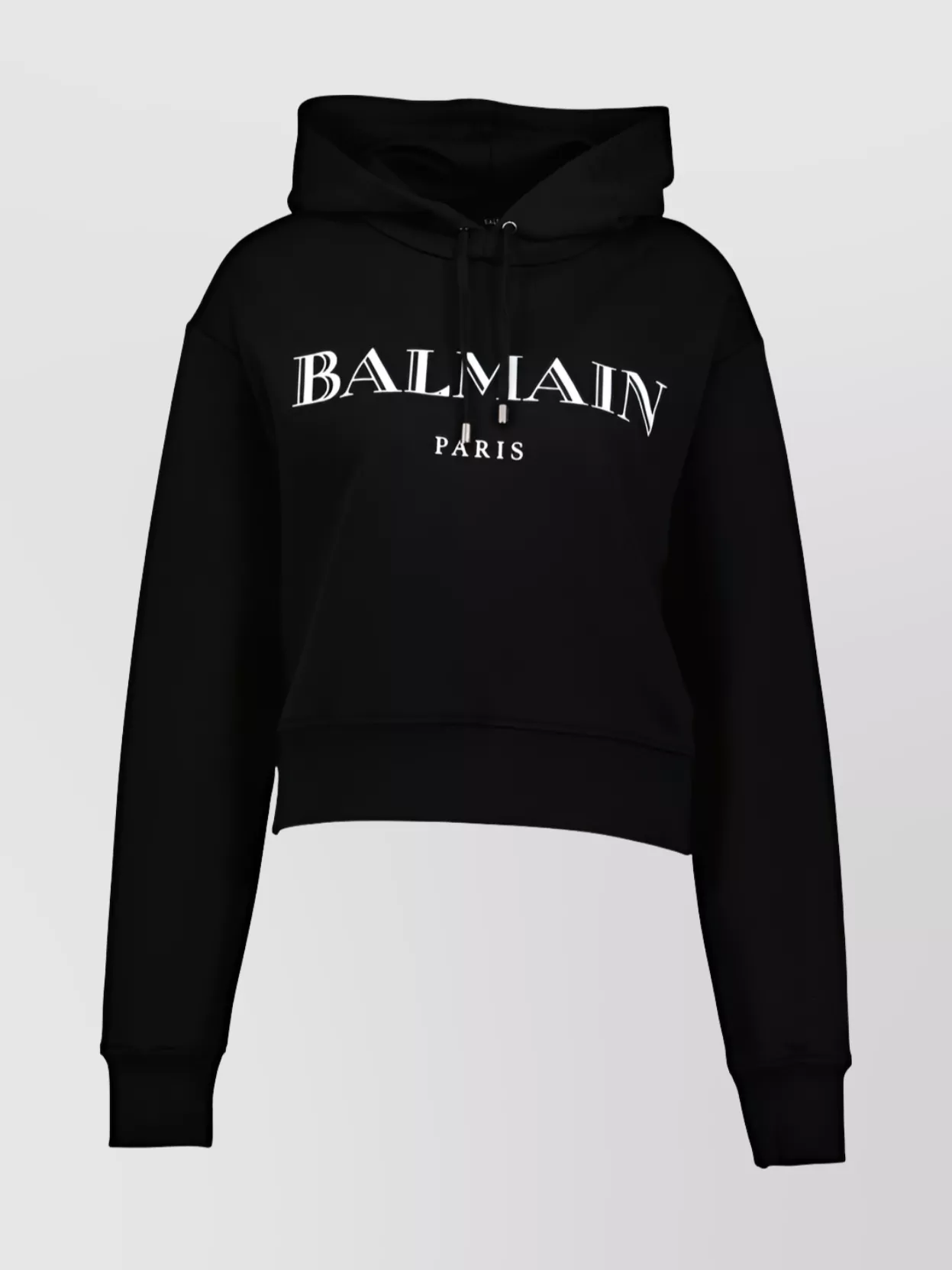 Balmain Vintage Print Hooded Sweatshirt With Long Sleeves In Black
