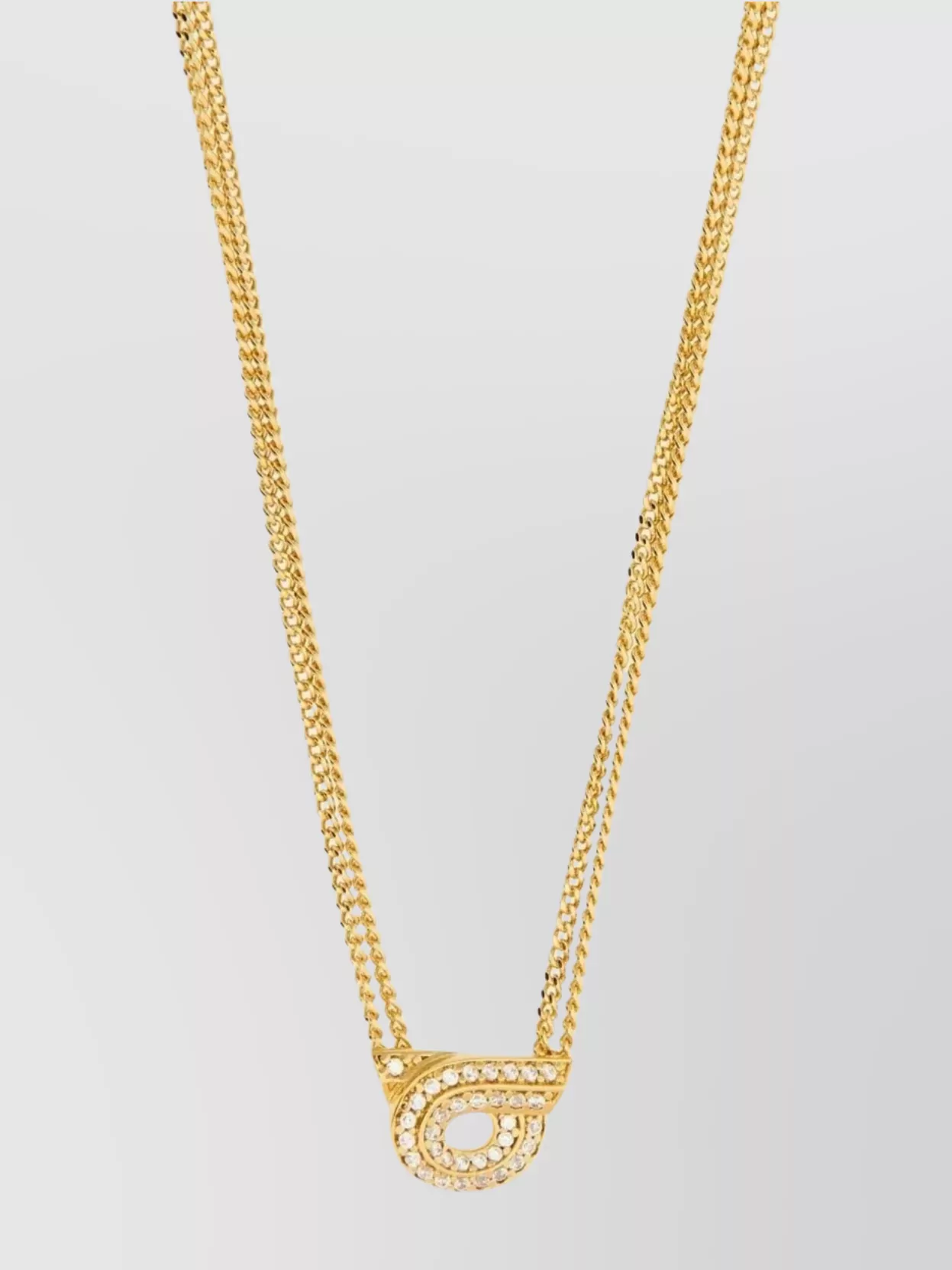 Ferragamo Crystal Chain Necklace Double Pendant