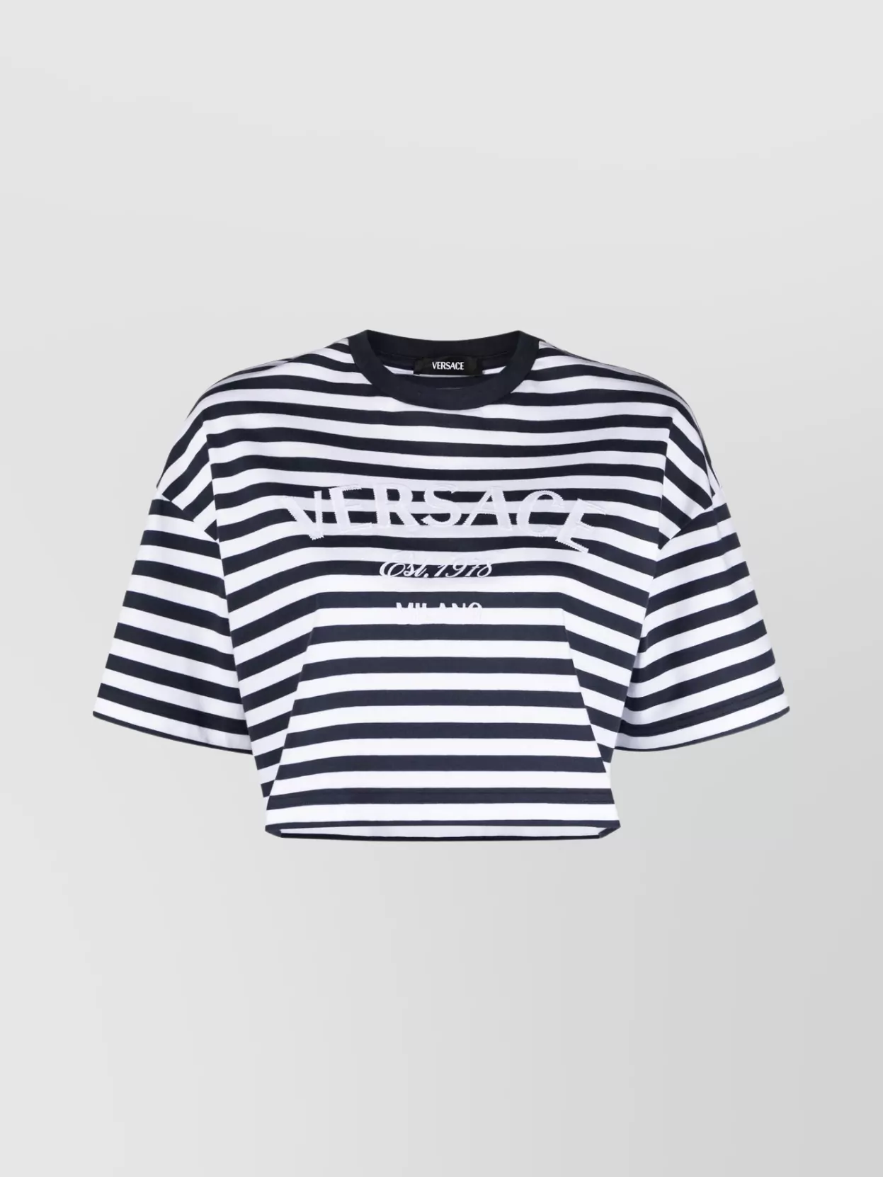 Shop Versace Nautical Stripe Crop T-shirt