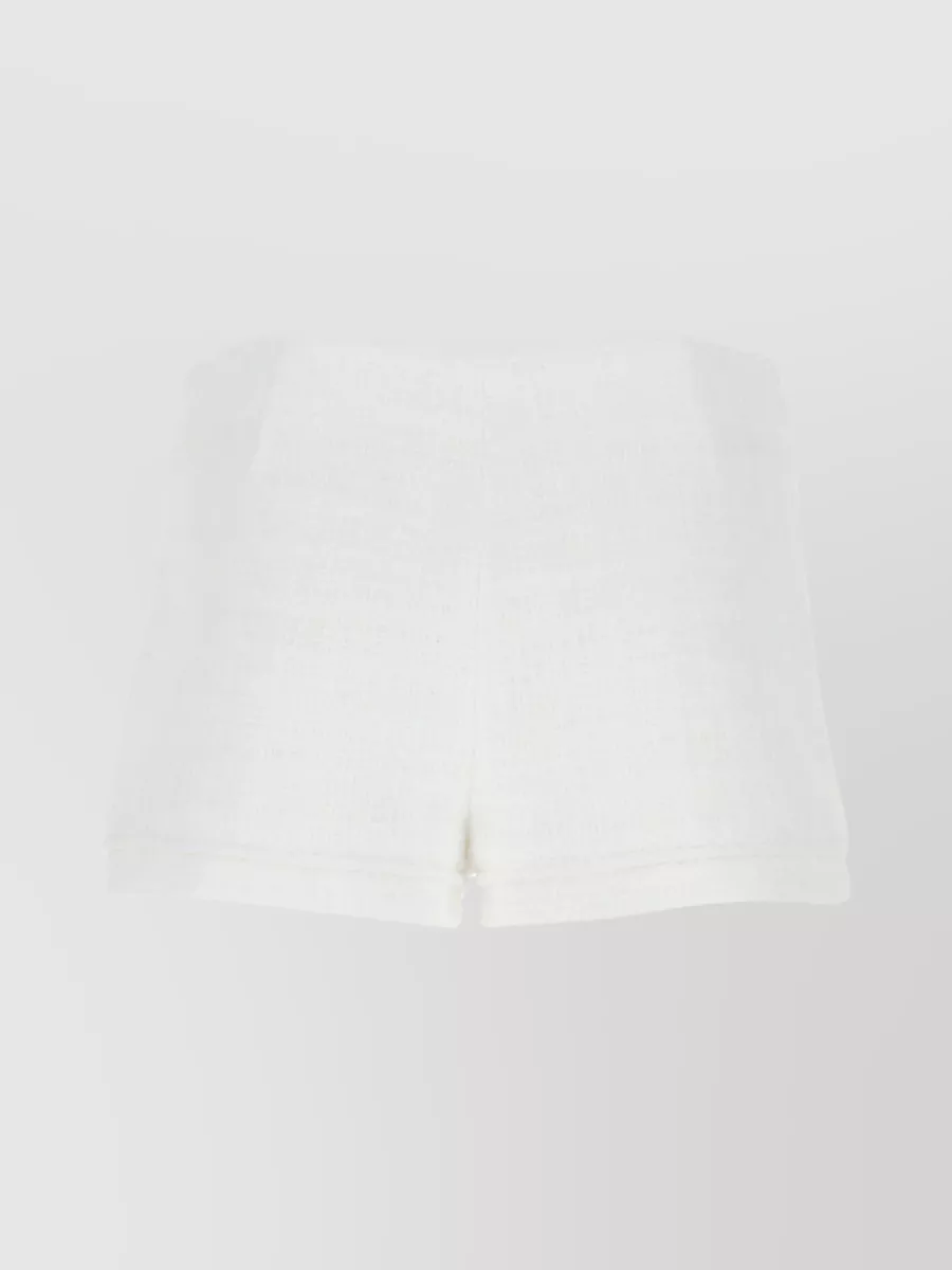 Shop Valentino Couture Tweed Shorts With Textured Fabric In Cream