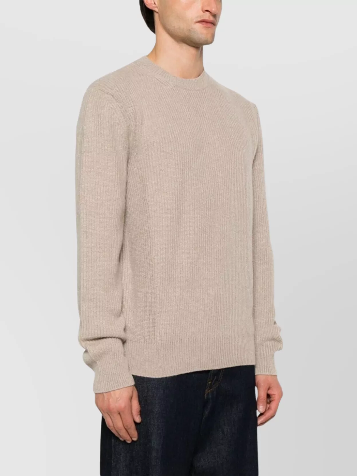Zegna Ribbed Crew Neck Sweater With Long Sleeves