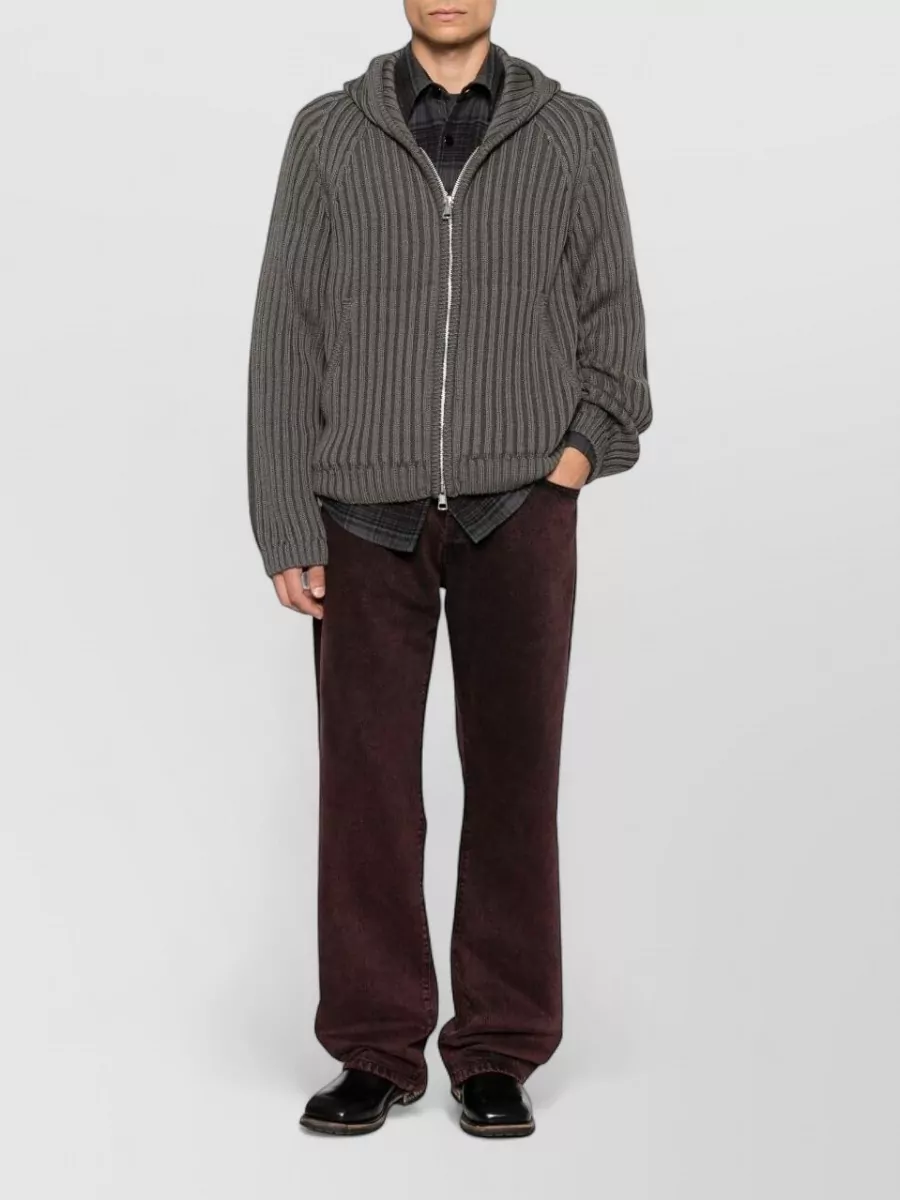 Our Legacy Merino Wool Ribbed Hooded Zip-Up Cardigan