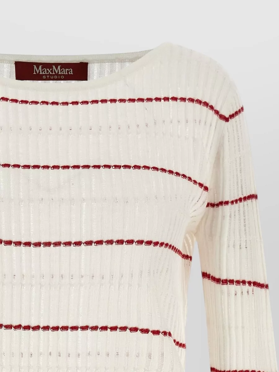 S Max Mara Silk And Wool Ribbed Boat Neck Sweater