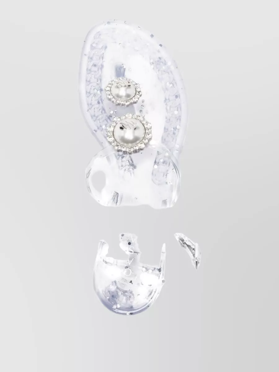 Casadei Slides Flat Sole Open Toe Transparent Straps