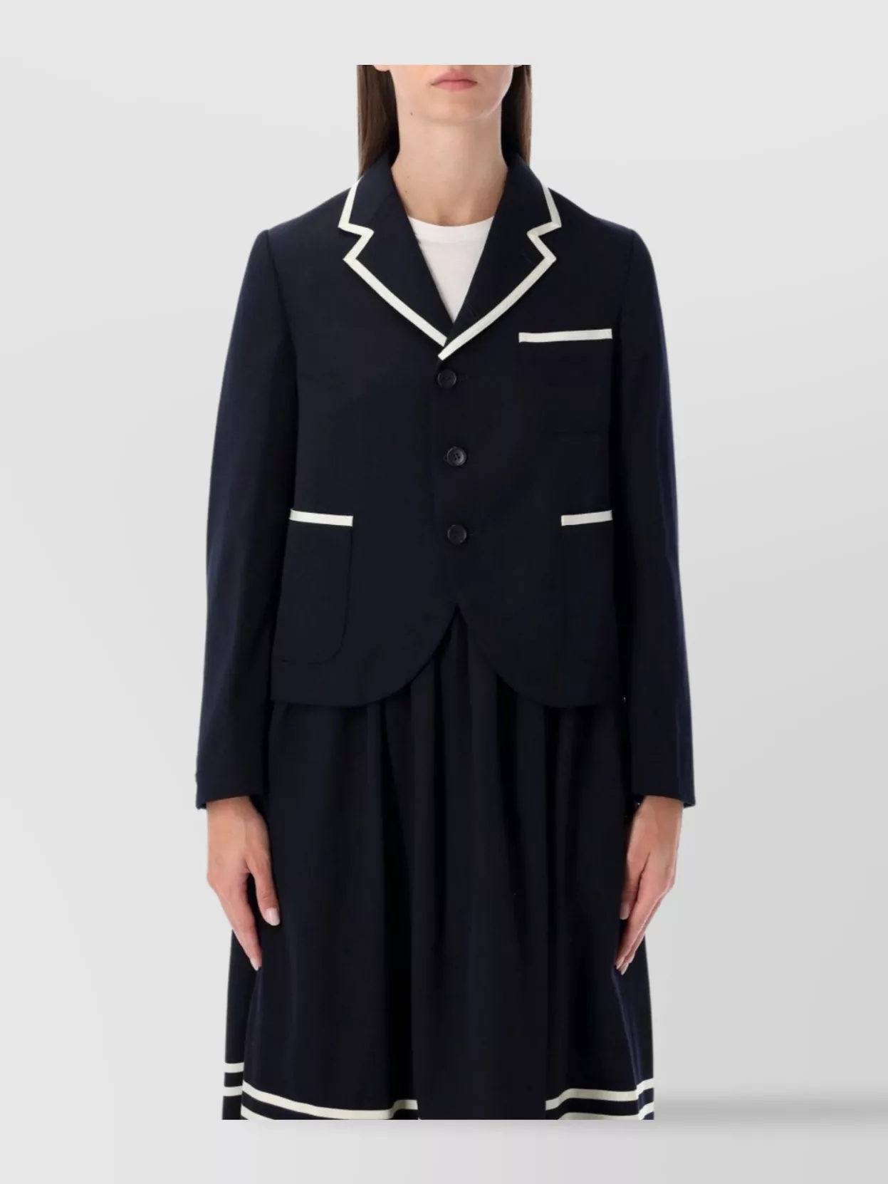 Comme Des Garçons Girl Wool Blazer With Contrast Trim In Black