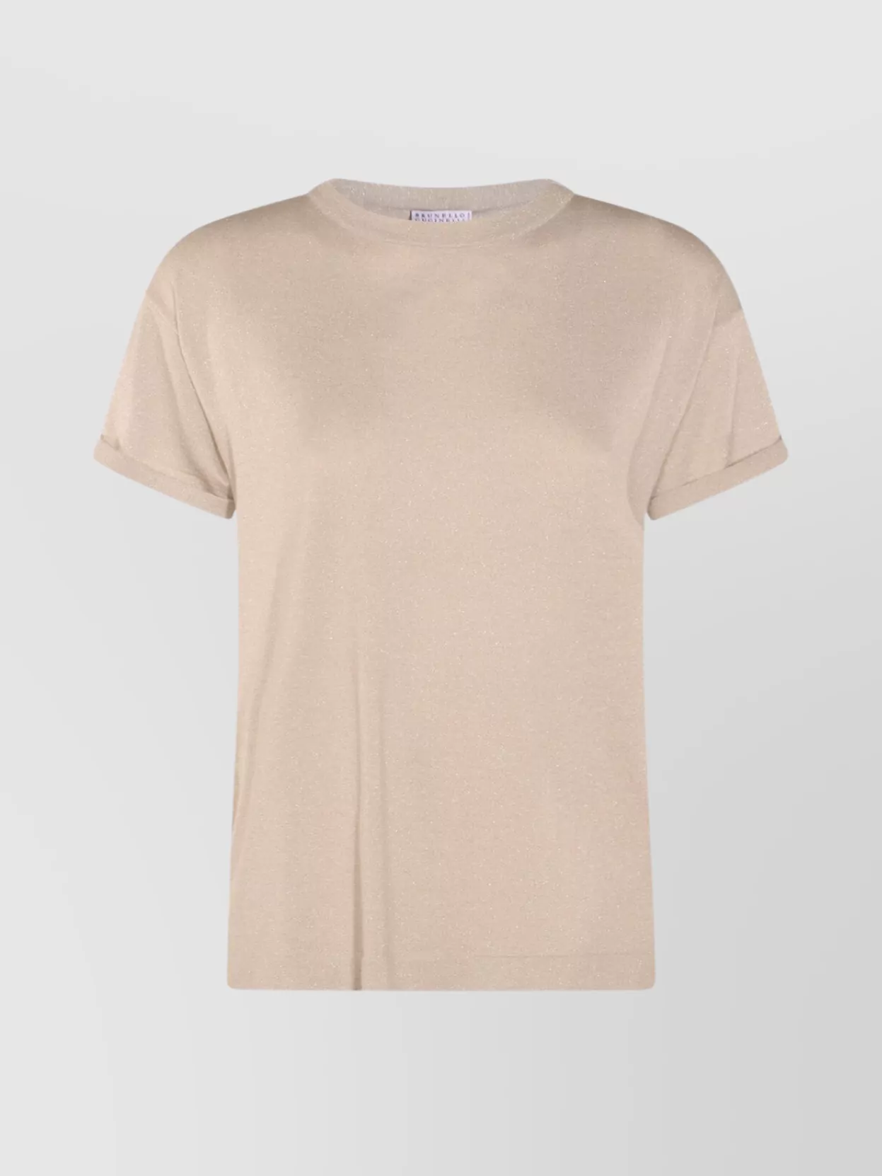 Brunello Cucinelli Short Sleeve Crewneck Knitwear With Sparkling Finish In Pink
