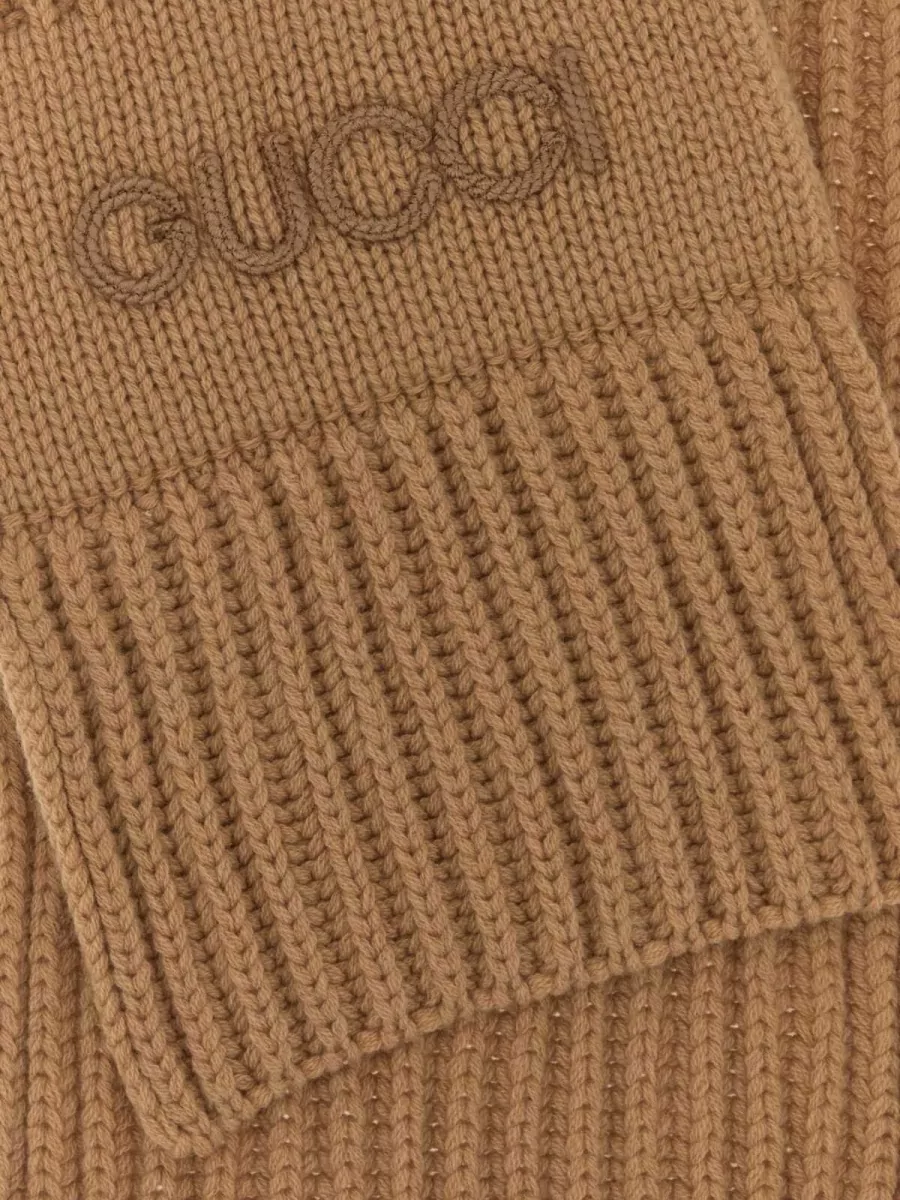 Gucci Wool Blend Scarf Rectangular Ribbed Knit