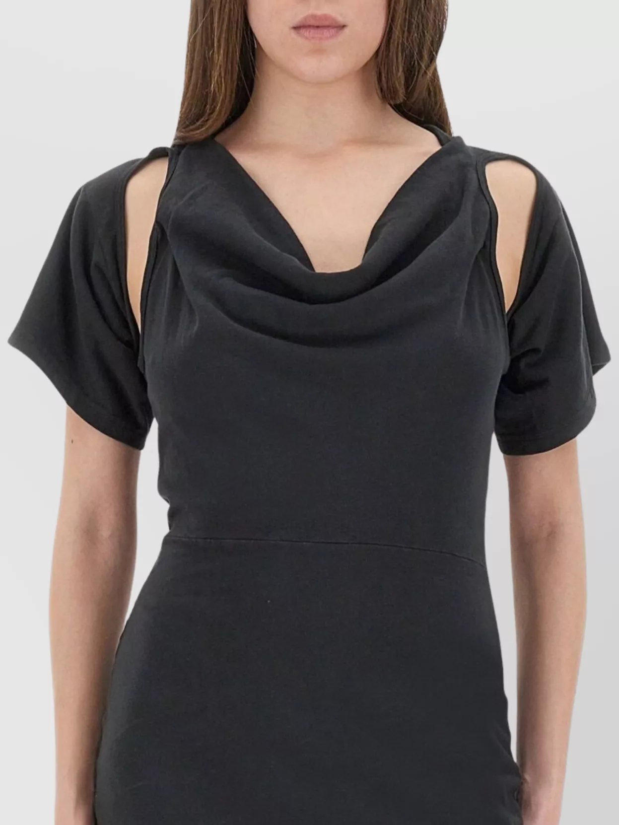 Alexander Wang Short Sleeve Fitted Dress With Cowl Neckline