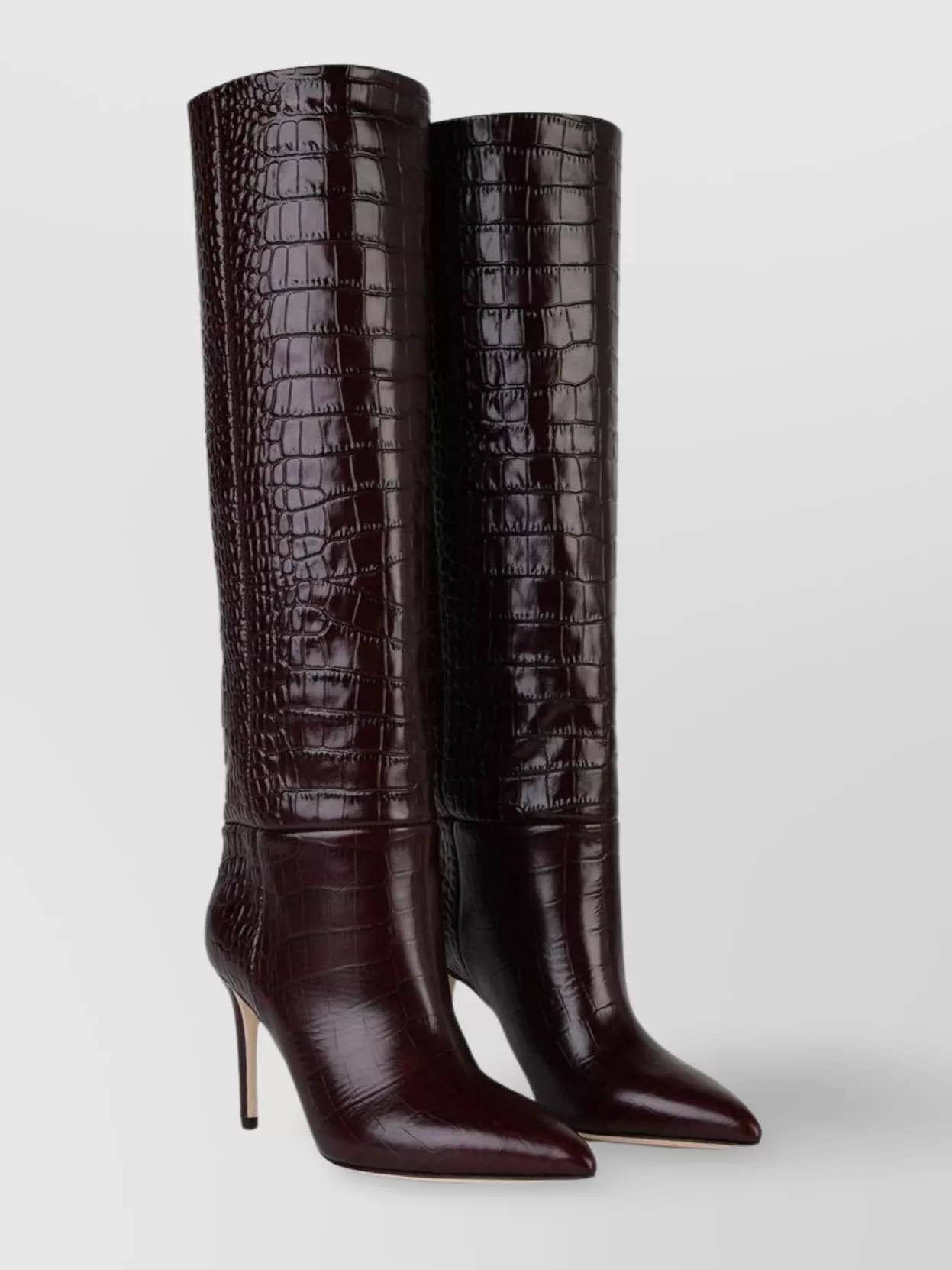 Paris Texas '85 Stiletto' Crocodile Knee Boots In Brown