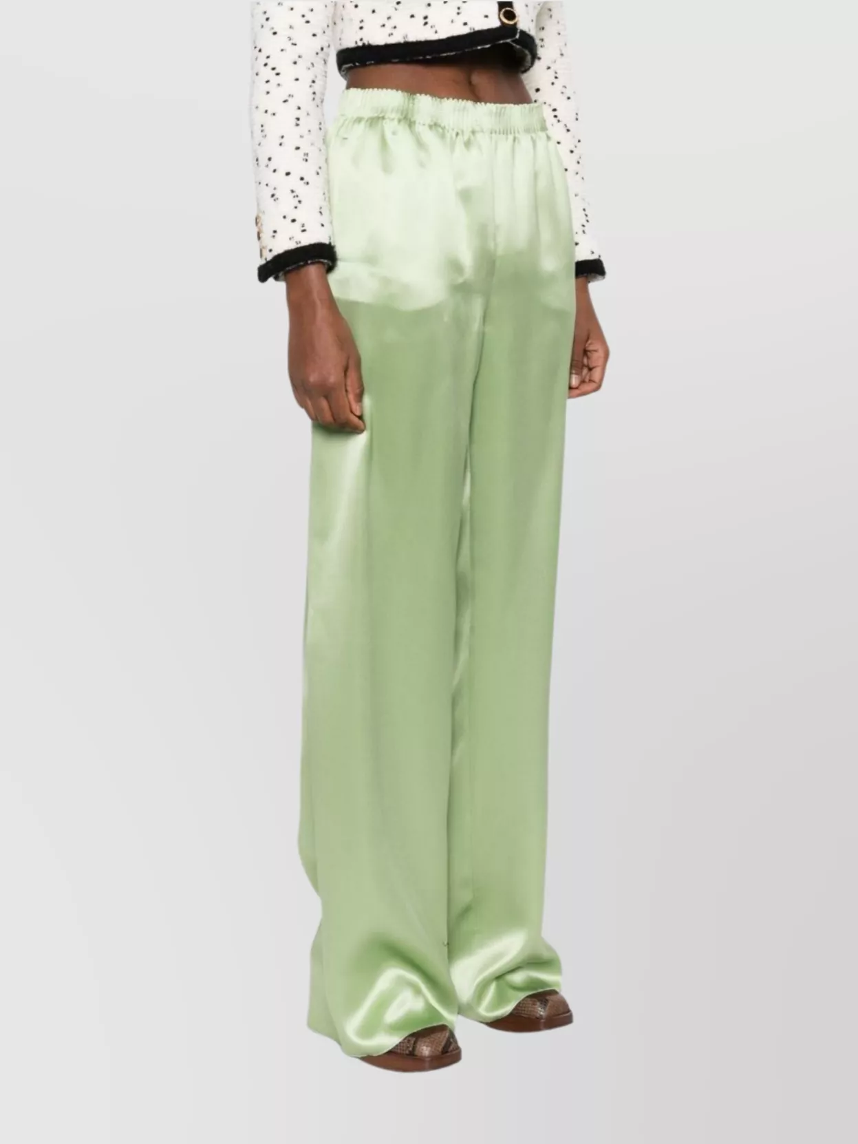 Valentino Silk Wide-leg Trousers In Green