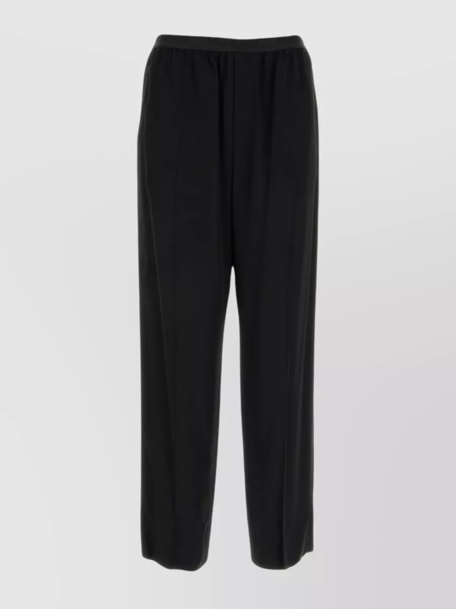 Shop Balenciaga Viscose Wide-leg Pant With Central Pleats In Black