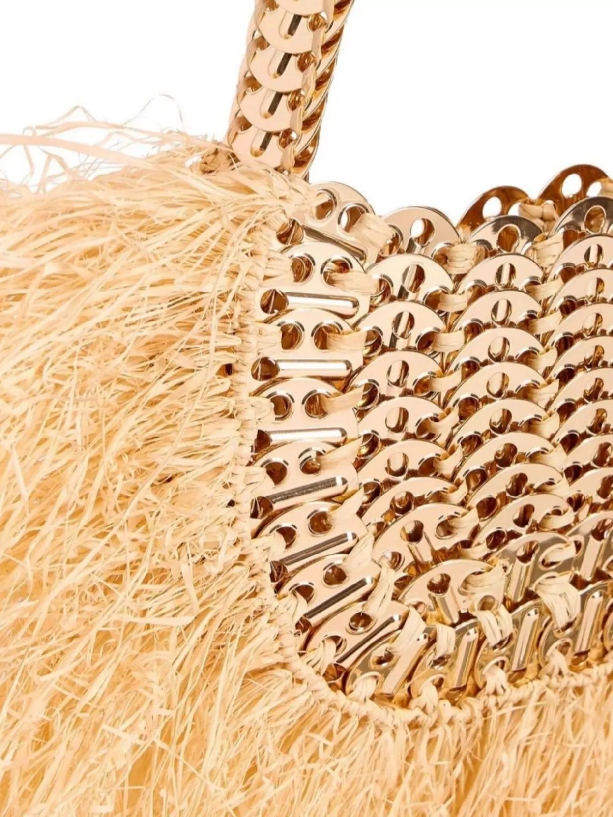 Rabanne Woven Frayed Sequin Chain Shoulder Bag In Neutrals