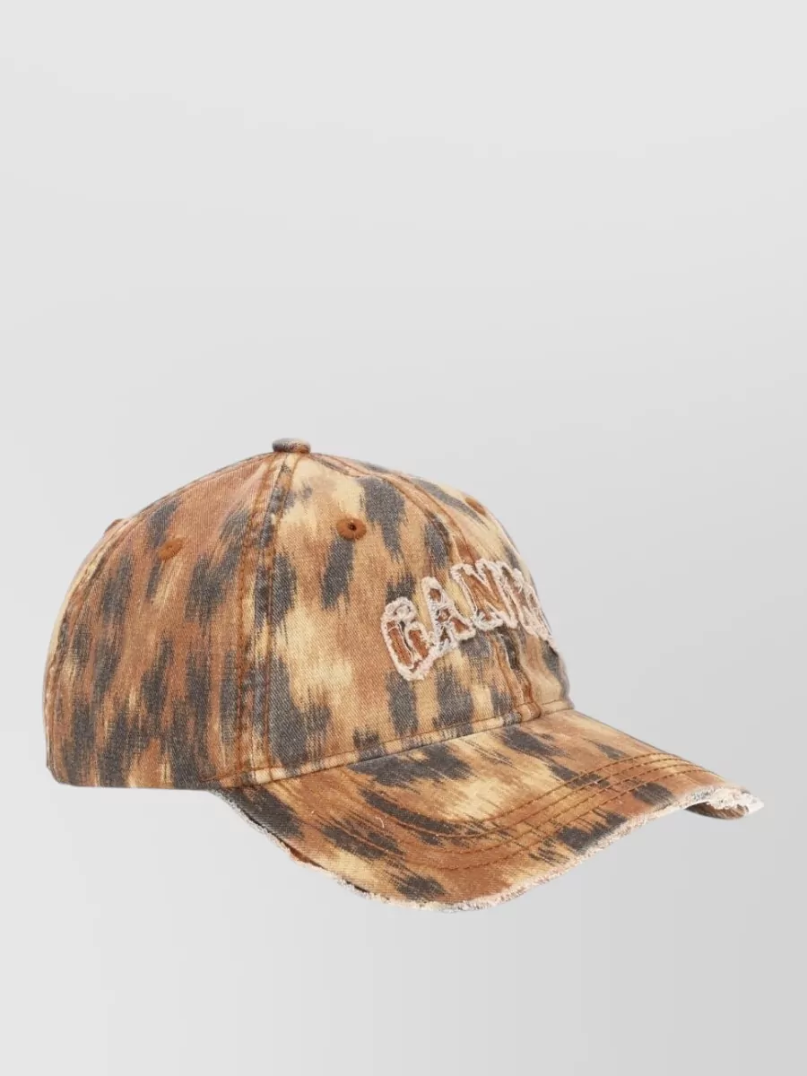 Ganni Printed Cotton Baseball Cap