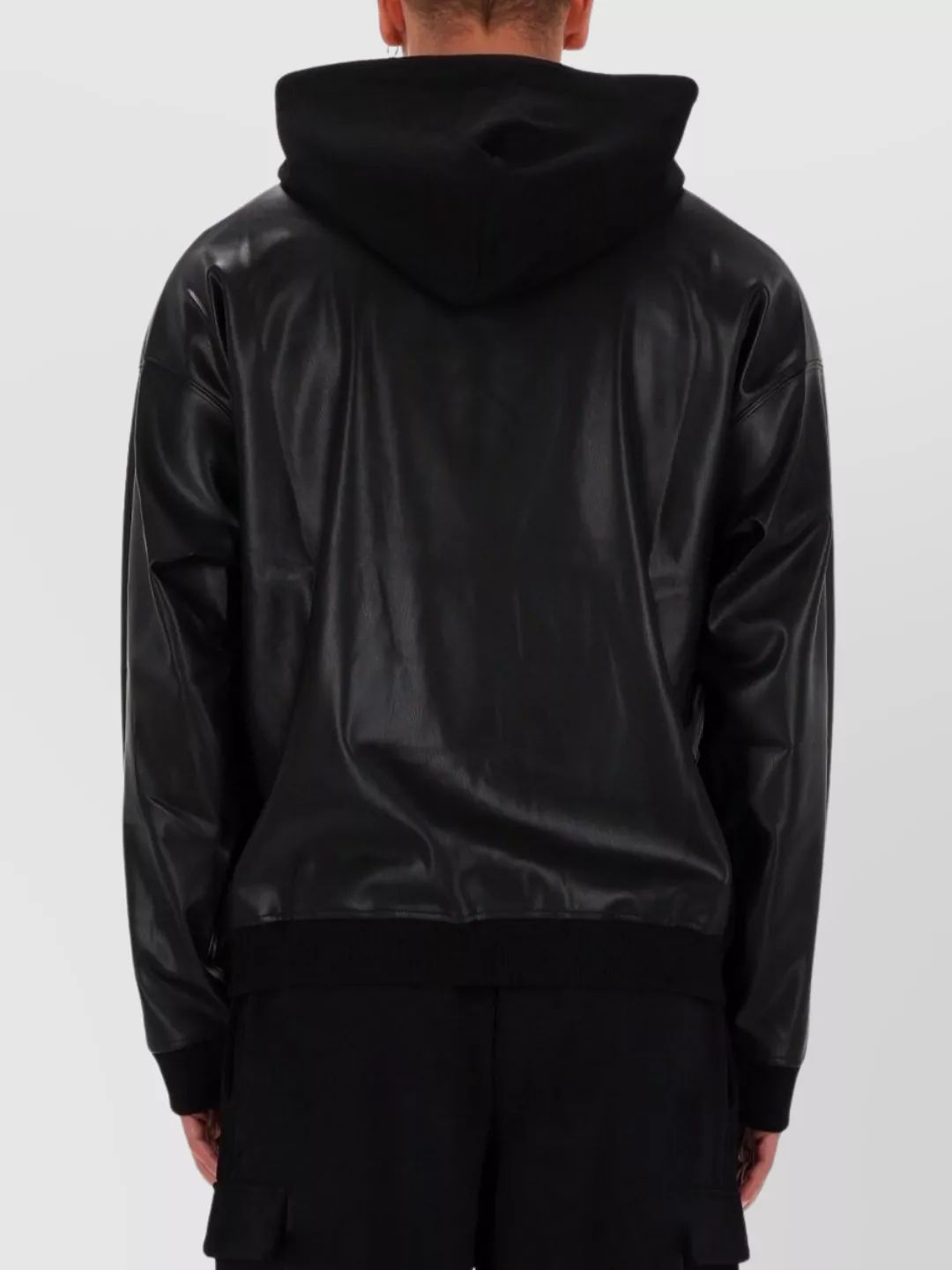 Versace Jeans Couture Hooded Sweater With Leather Panels And Front Pocket