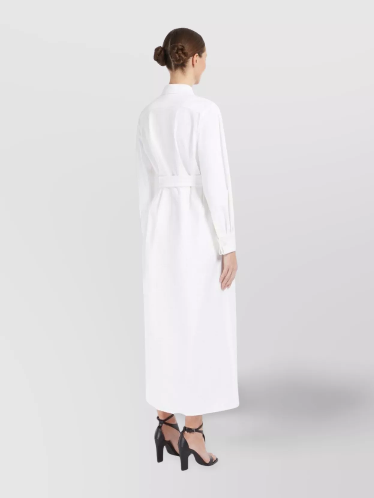 Shop Max Mara Belted Shirt Dress With Pleated Skirt In White