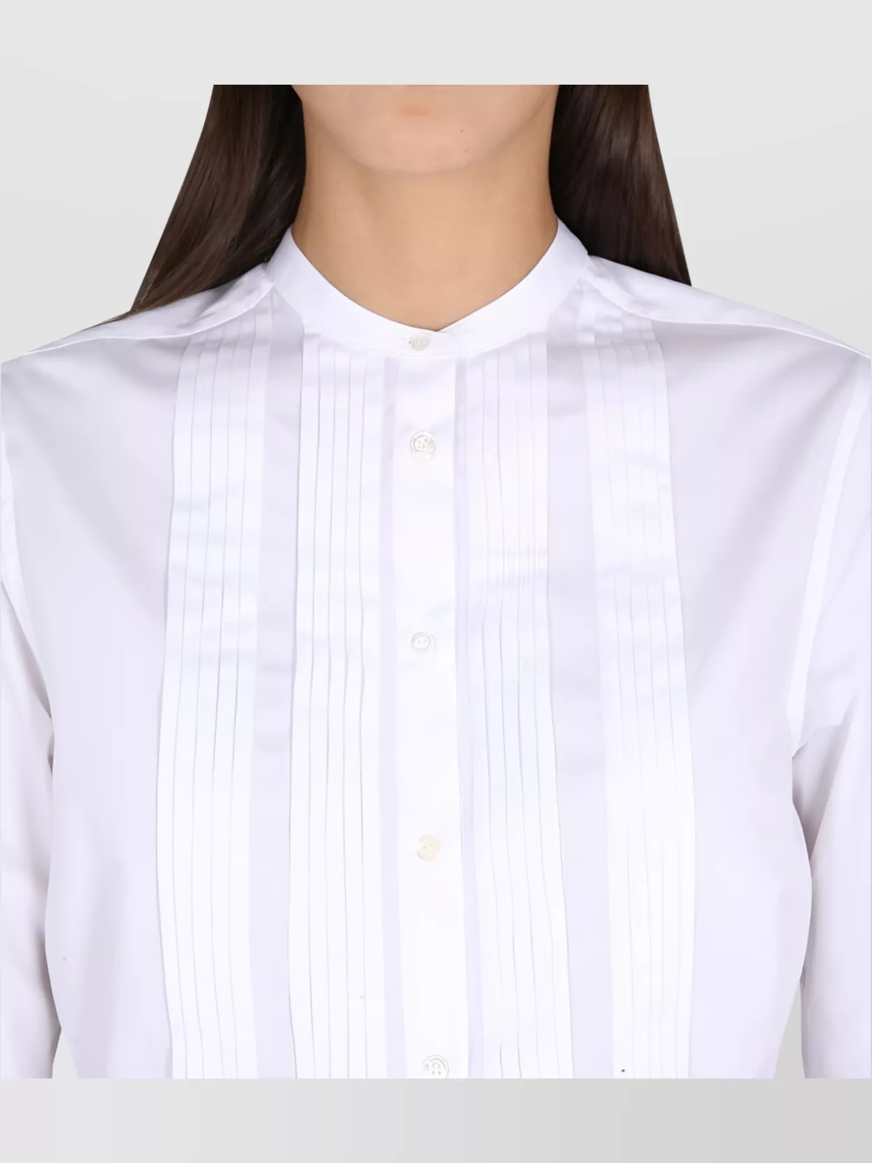 Shop Aspesi Shirt With Korean Collar And Peplum Waist