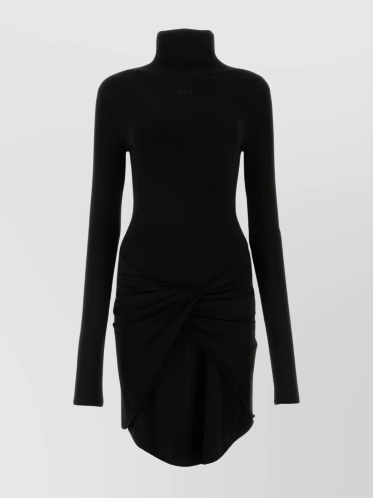 Shop Off-white Front Drape Mini Dress In Black