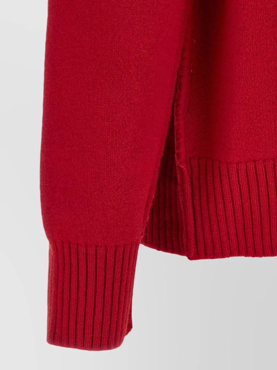 Ami Paris Wool V-Neck Ribbed Cardigan