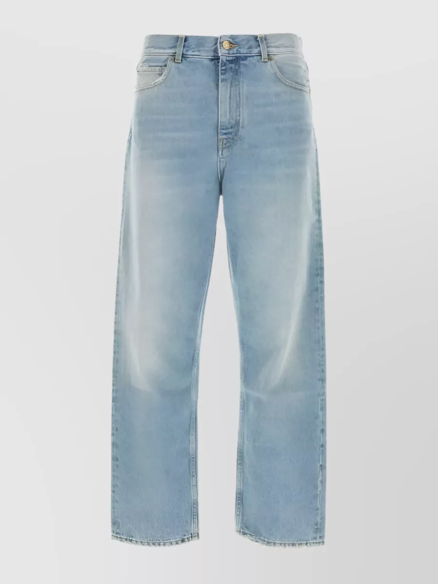 Shop Alanui Straight-leg Washed Denim Jeans In Blue