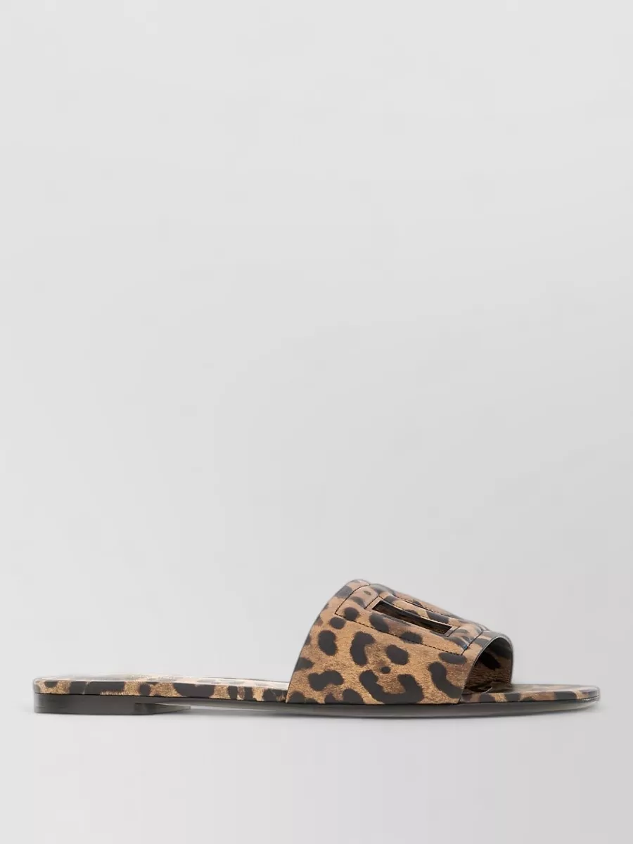 Dolce&Gabbana leopard-print leather flat slides