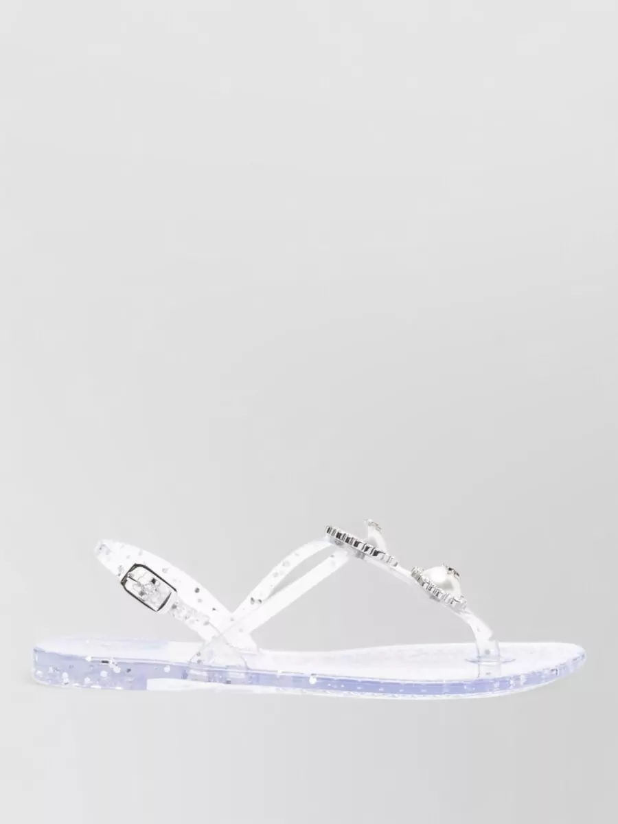 Casadei Slides Flat Sole Open Toe Transparent Straps