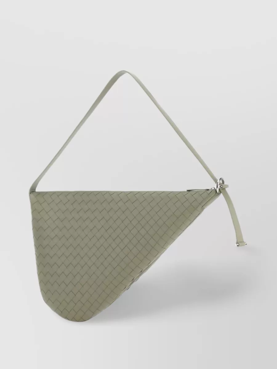 Shop Bottega Veneta Distinctive Triangular Leather Bag In Green