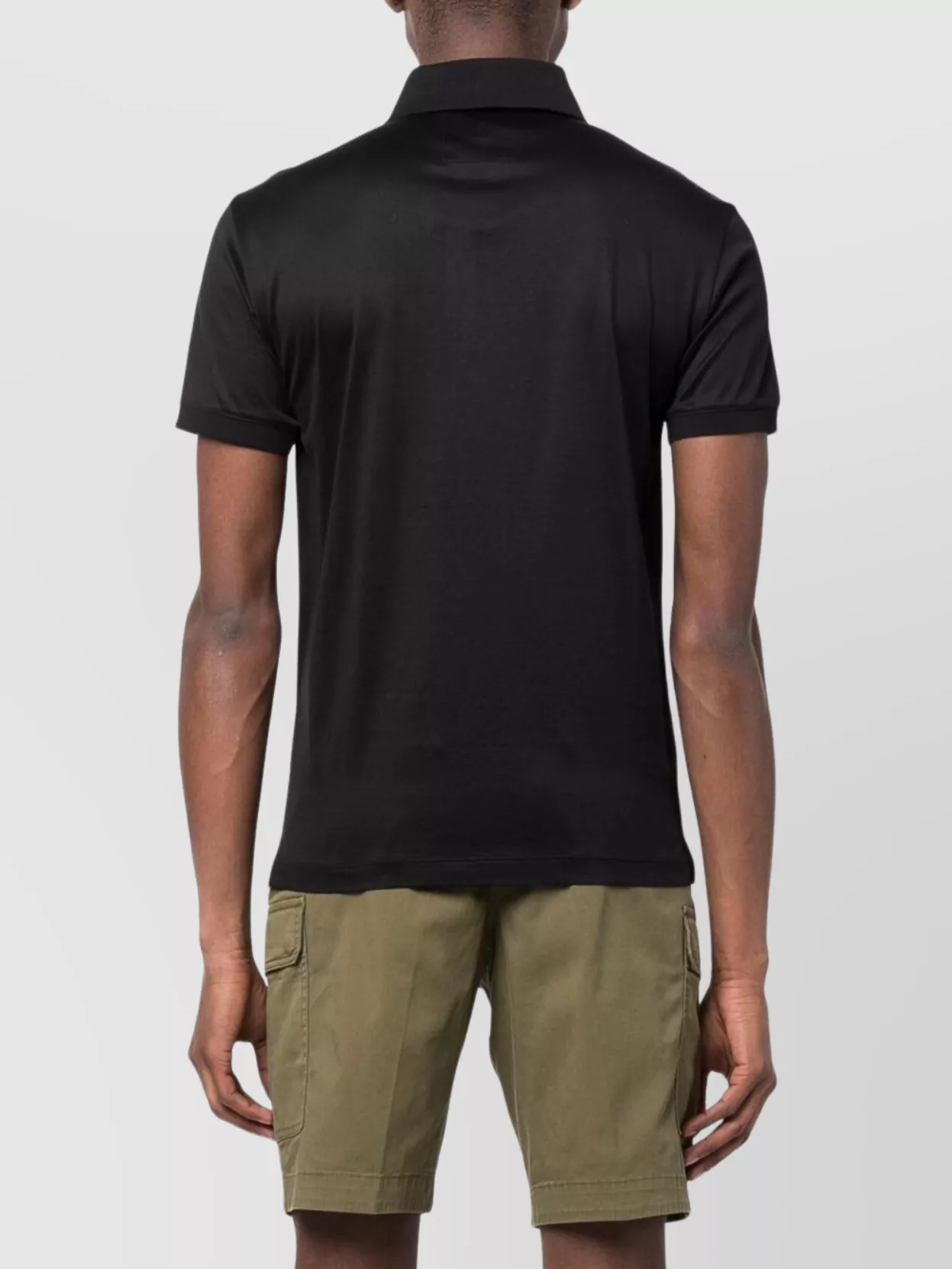 Emporio Armani Cotton Blend Shirt With Polo Collar And Short Sleeves