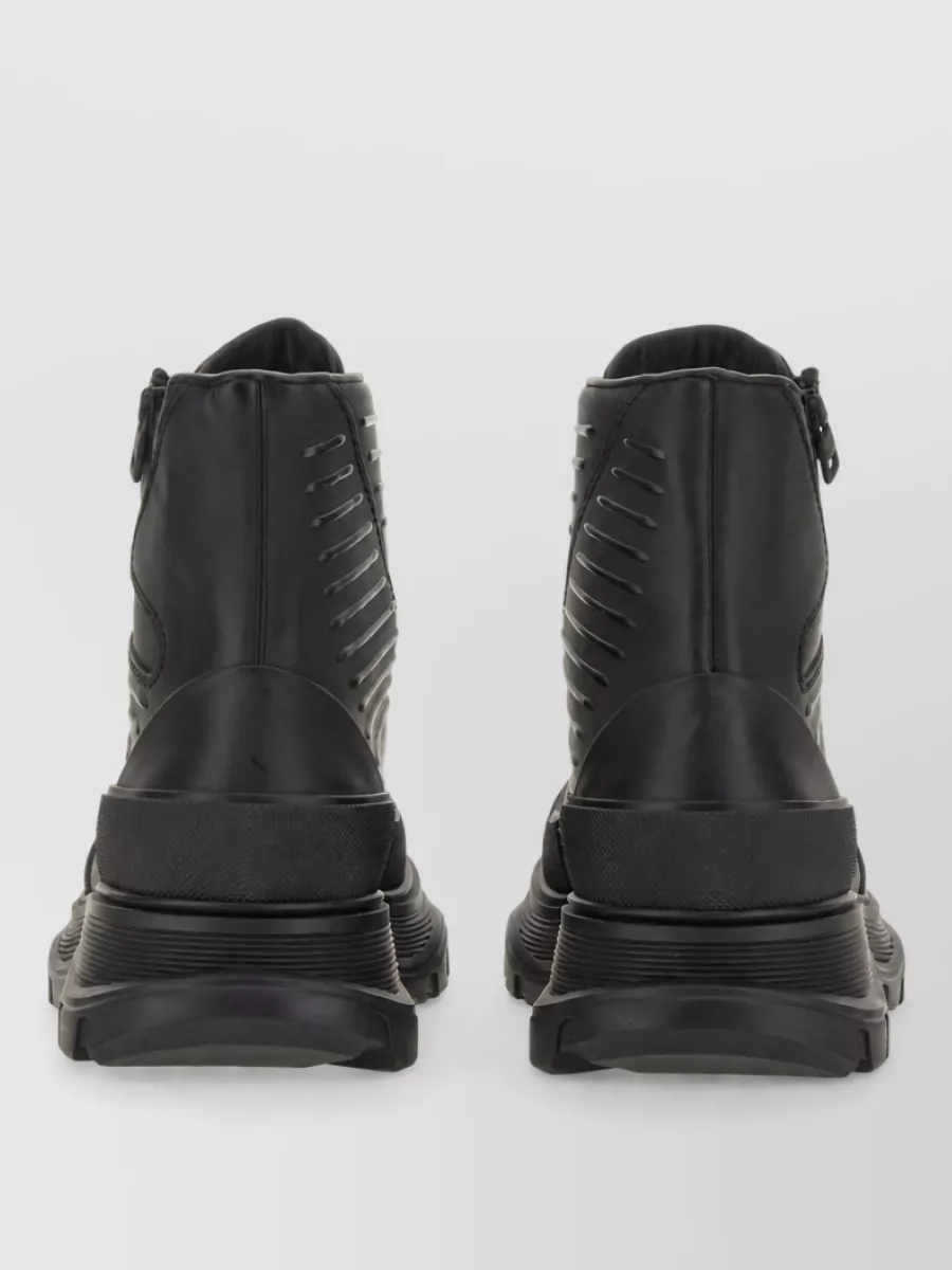 Alexander Mcqueen Leather Motorcycle Hi-Top Sneakers
