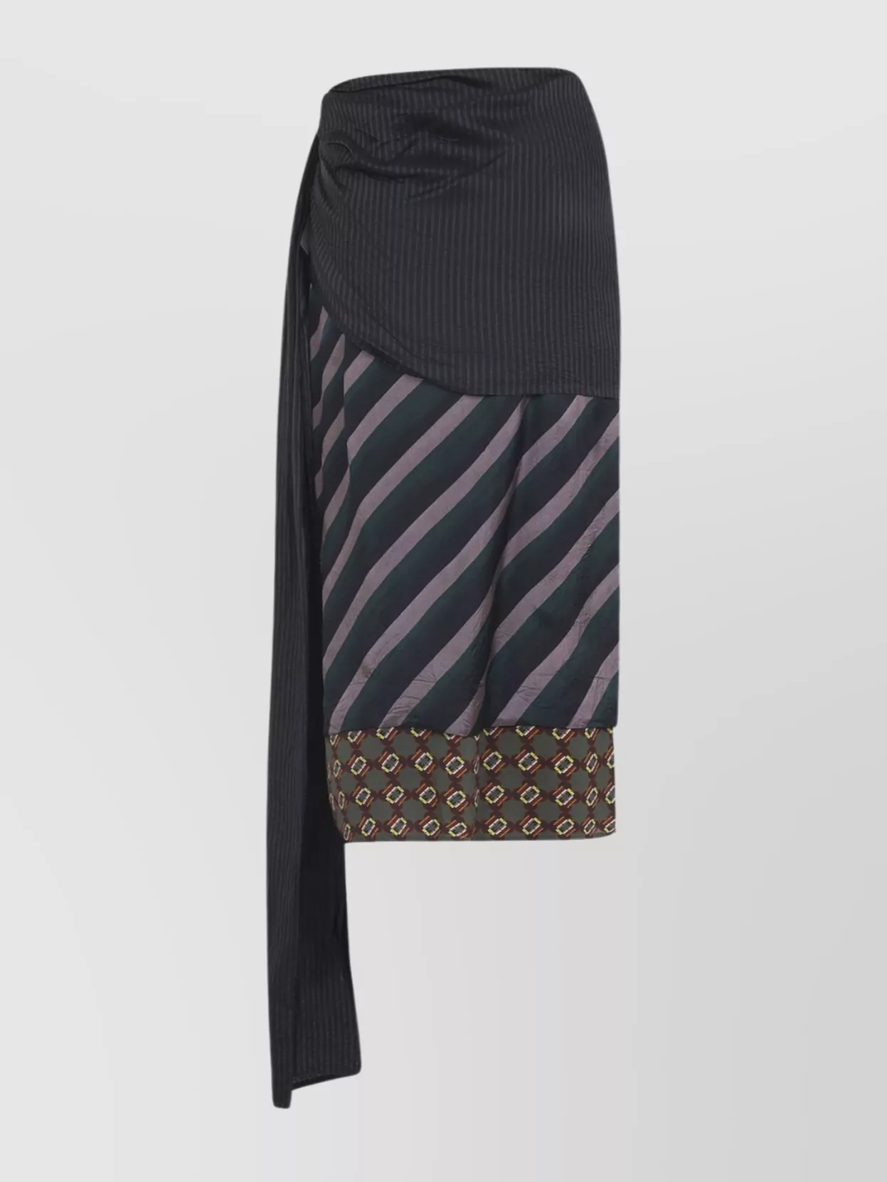 Dries Van Noten Asymmetric Layered Skirt Button Detail