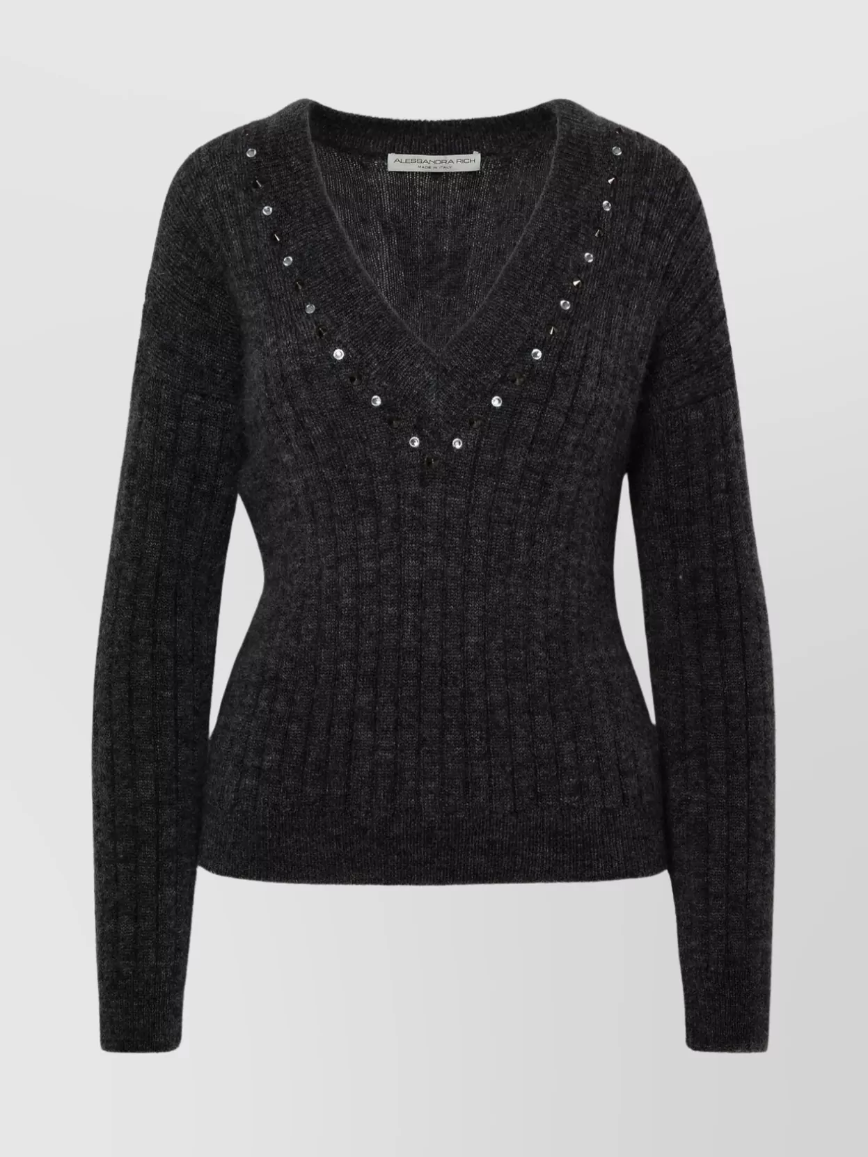 Shop Alessandra Rich Embellished V-neck Knitwear Sweater