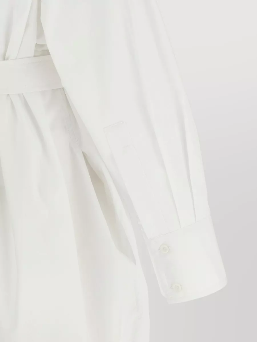 Nude Cotton Belted Shirt Dress