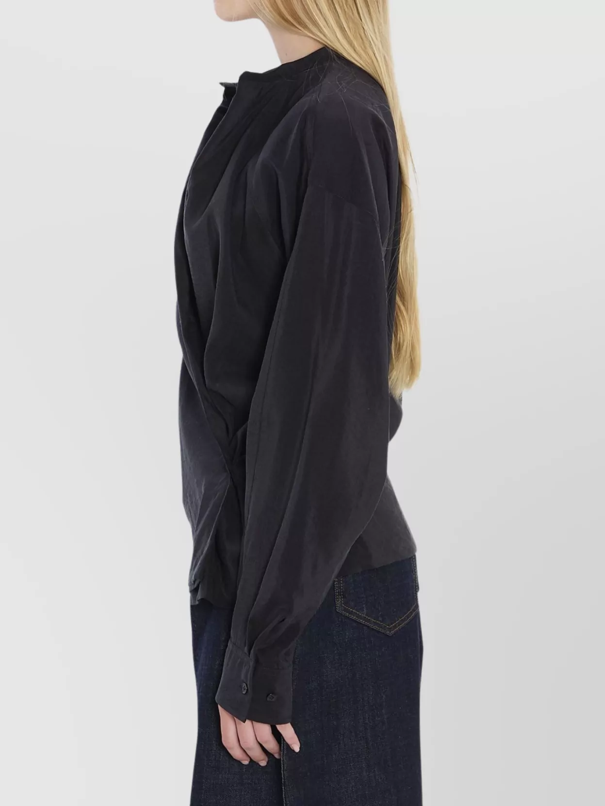 Lemaire Draped Crewneck Top Featuring Pleats