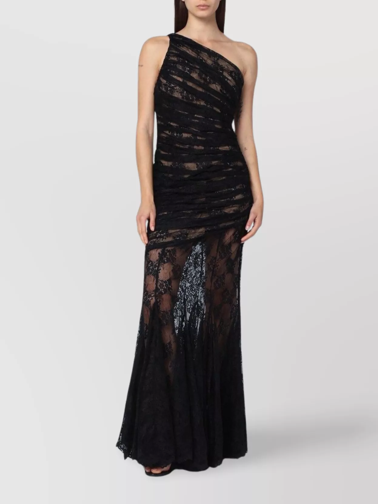 Giuseppe Di Morabito Long Lace Semi Transparent Dress In Multi