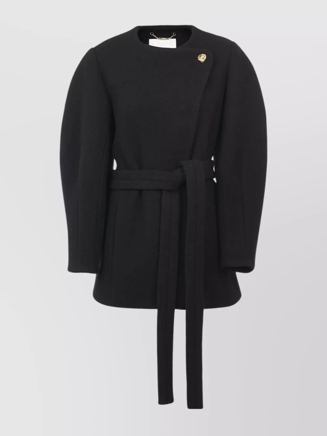 Shop Chloé Wrap Belted Turtleneck Coat In Black