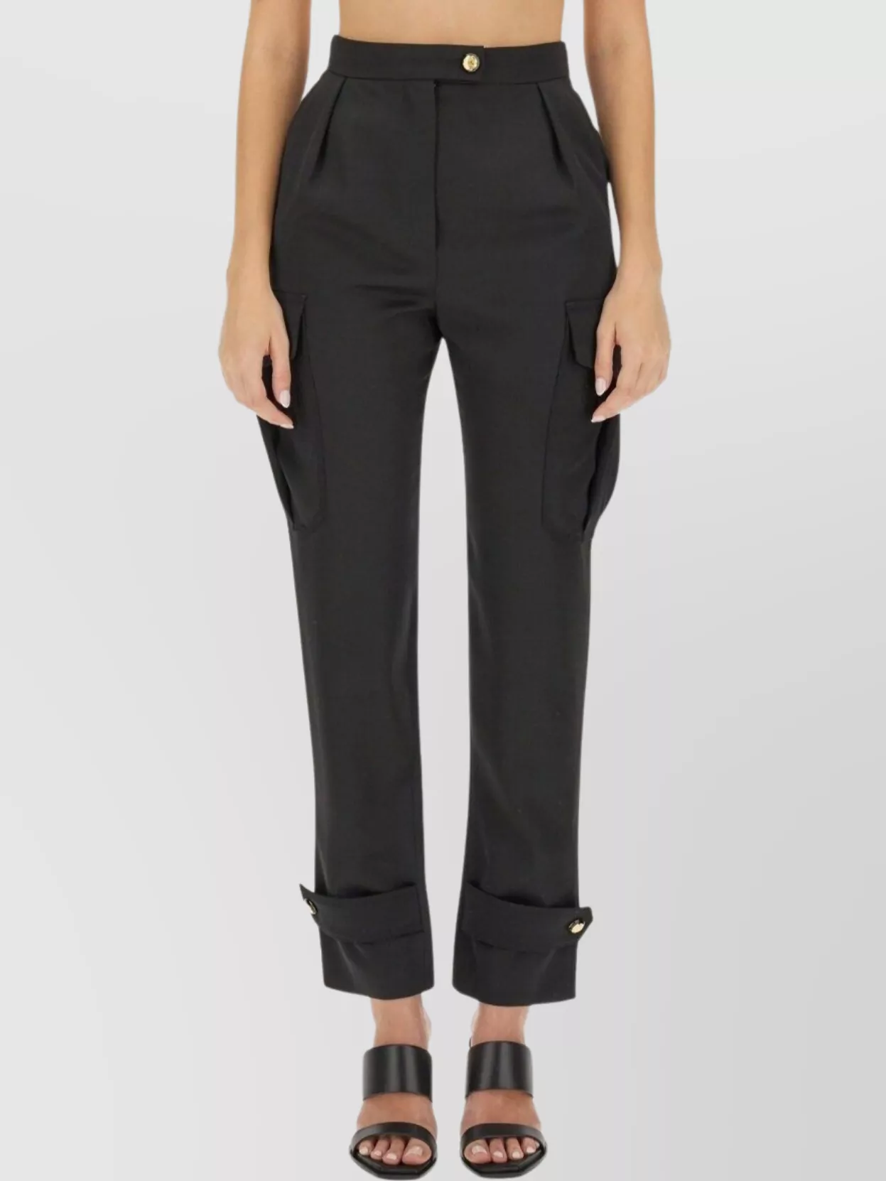パンツ alexander mcqueen FW23 MILITARY PANTS (754576_QJAAC1000) Alexander Mcqueen Black Wool Military Trousers with Pockets