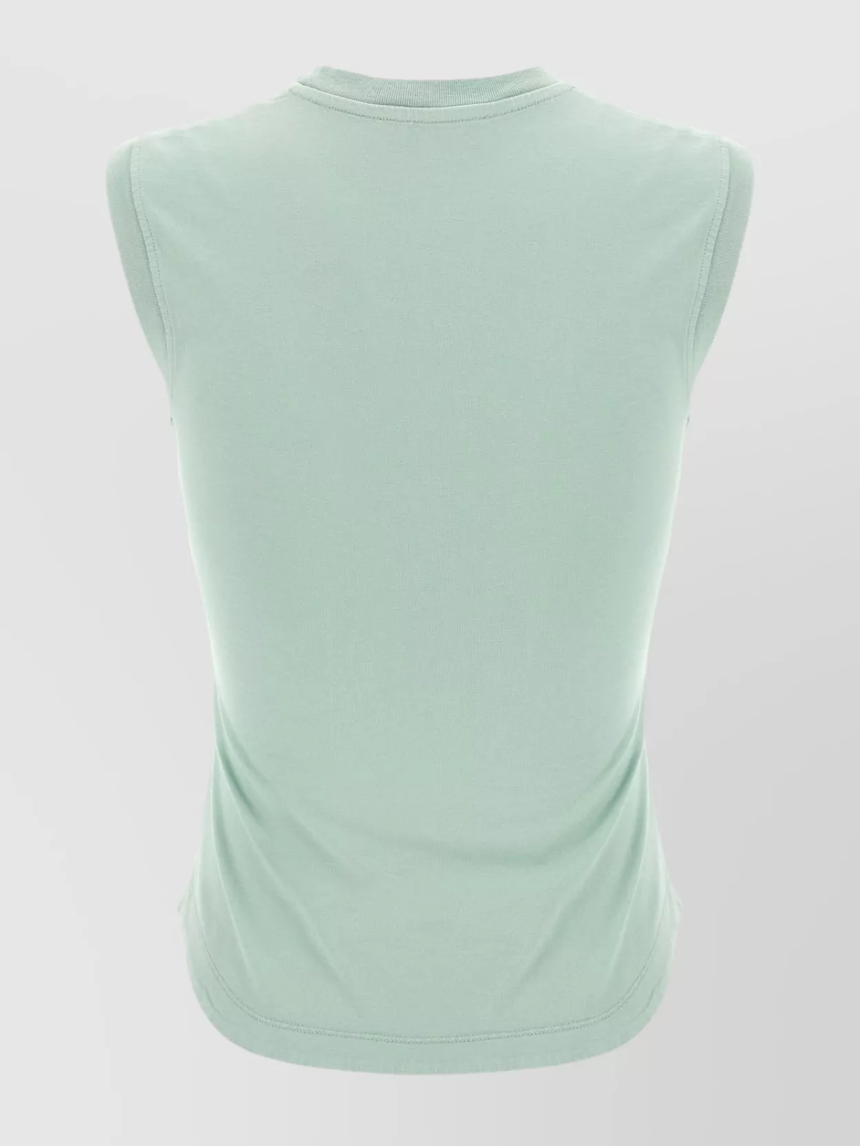Attico Crew Neck Sleeveless Top With Curved Hem In Blue