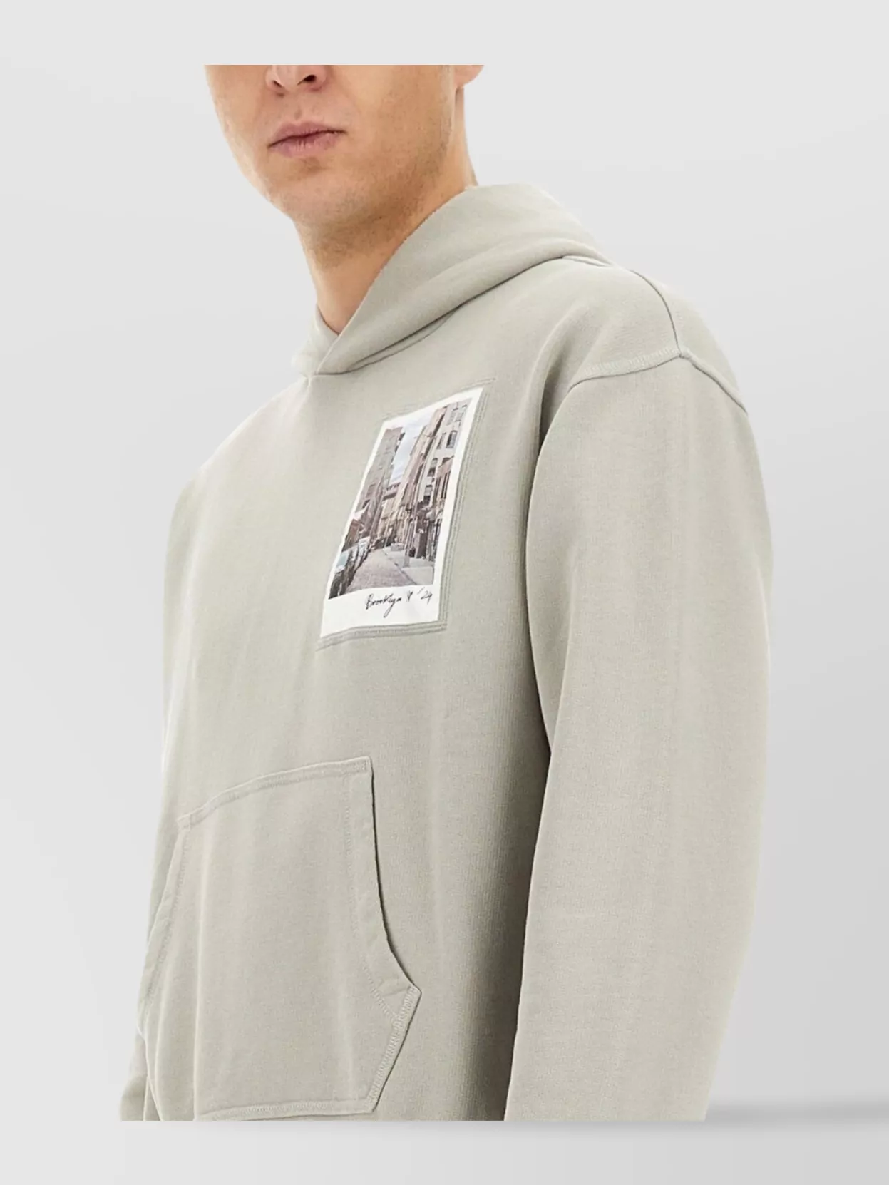 Helmut Lang Graphic Print Hooded Sweatshirt In Gray
