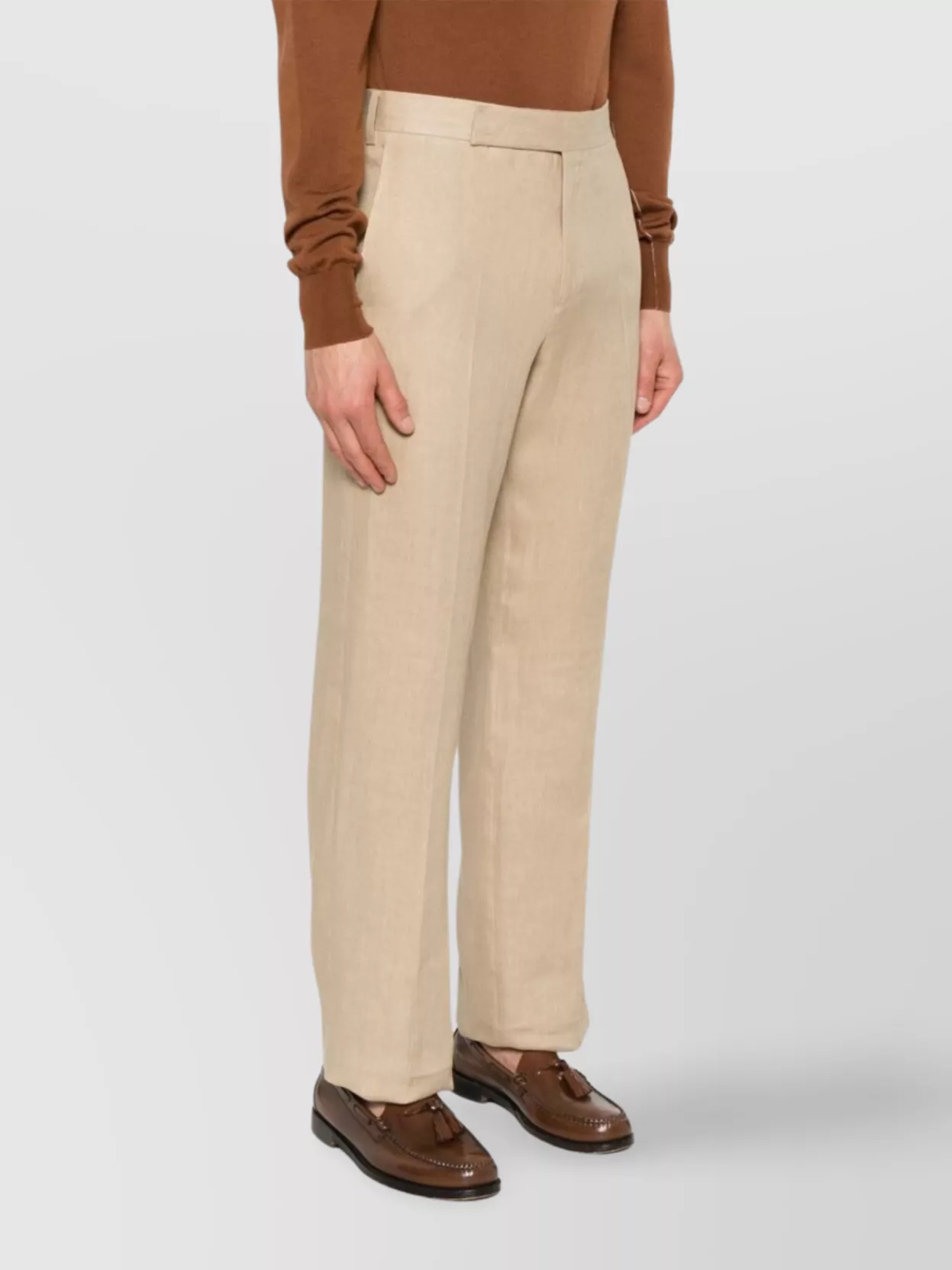 Lardini Beige Drop Trousers With Concealed Fastening And Tailored Finish