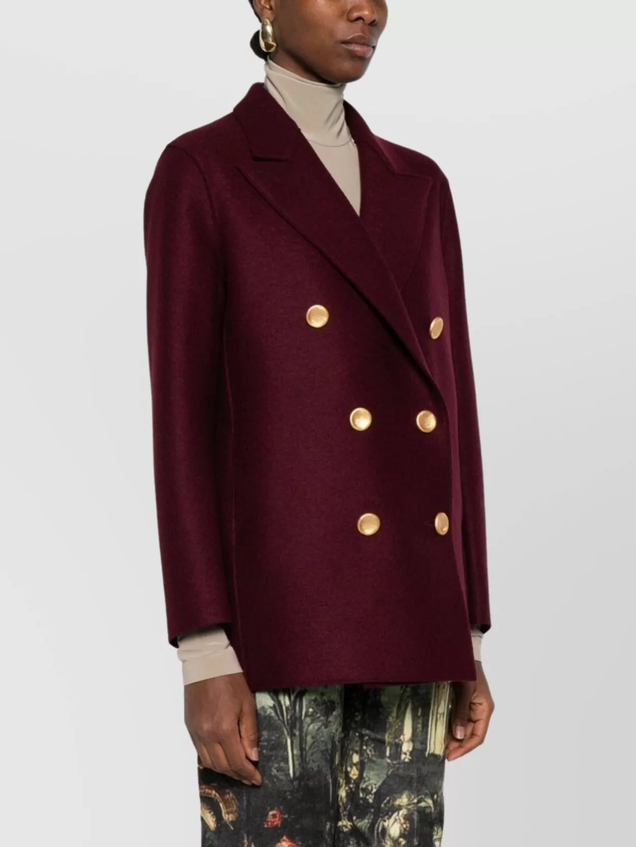 Harris Wharf London Wool Double-breasted Coat Gold Buttons In Red